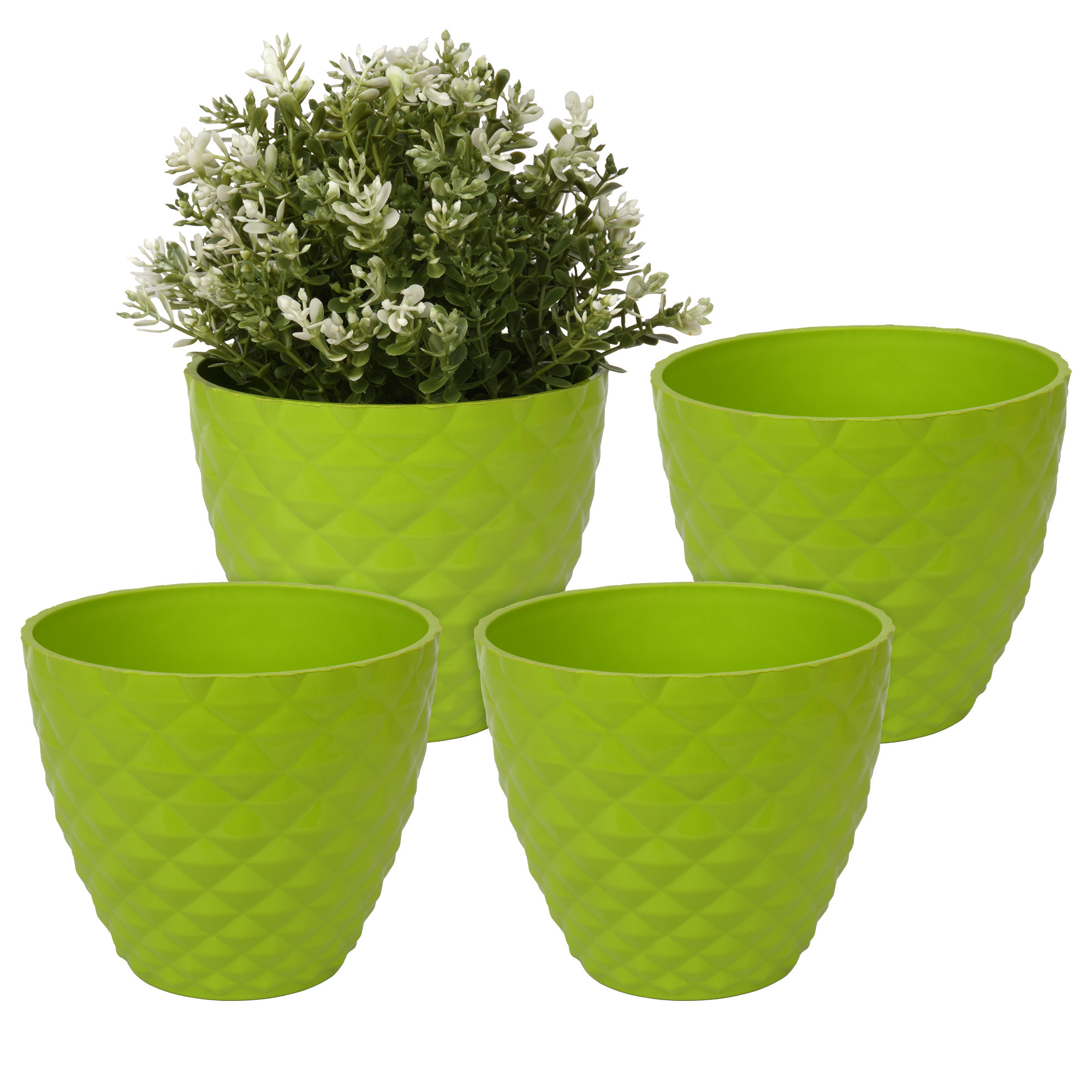 Kuber Industries Flower Pot | Flower Planter Pots for Indoor | Flower Pots for Outdoor | Pot for Garden & Balcony Flowering | Flower Plants Pot | Diamond Flower Pot | 6 Inch |Green