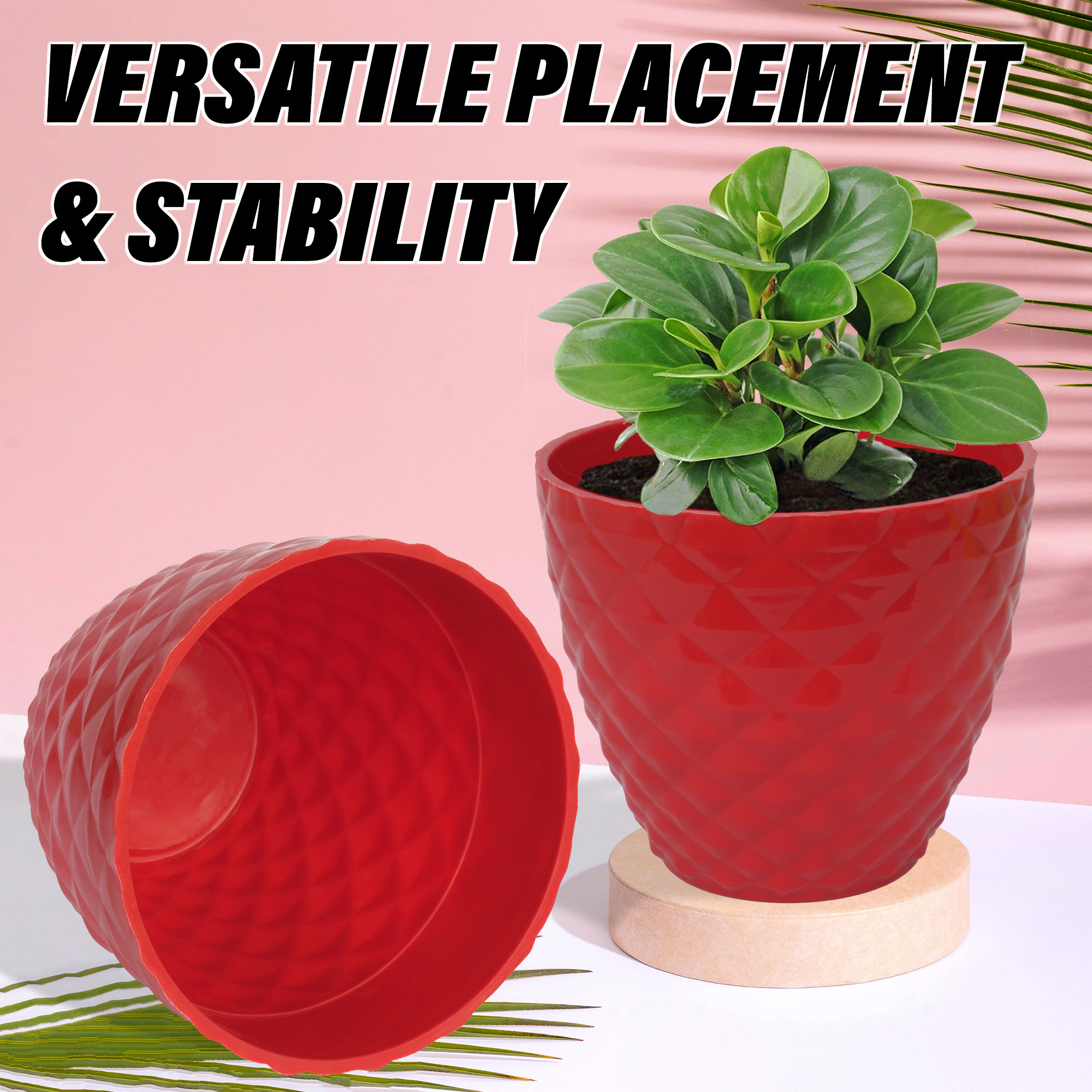 Kuber Industries Flower Pot | Flower Planter Pots for Indoor | Flower Pots for Outdoor | Pot for Garden & Balcony Flowering | Flower Plants Pot | Diamond Flower Pot | 6 Inch | Pack of 4 | Multi