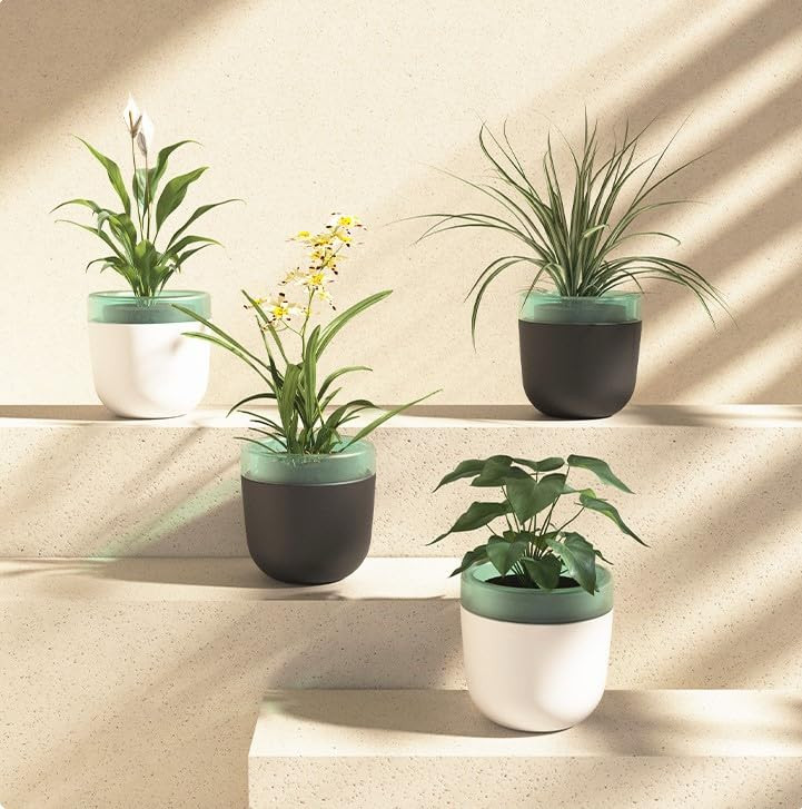 Kuber Industries Flower Pot | Flower Planter Pots for Indoor | Flower Pots for Outdoor | Pot for Garden & Balcony Flowering | Self Watering Flower Pot | GHBIB4..| Pack of 4 | Multi