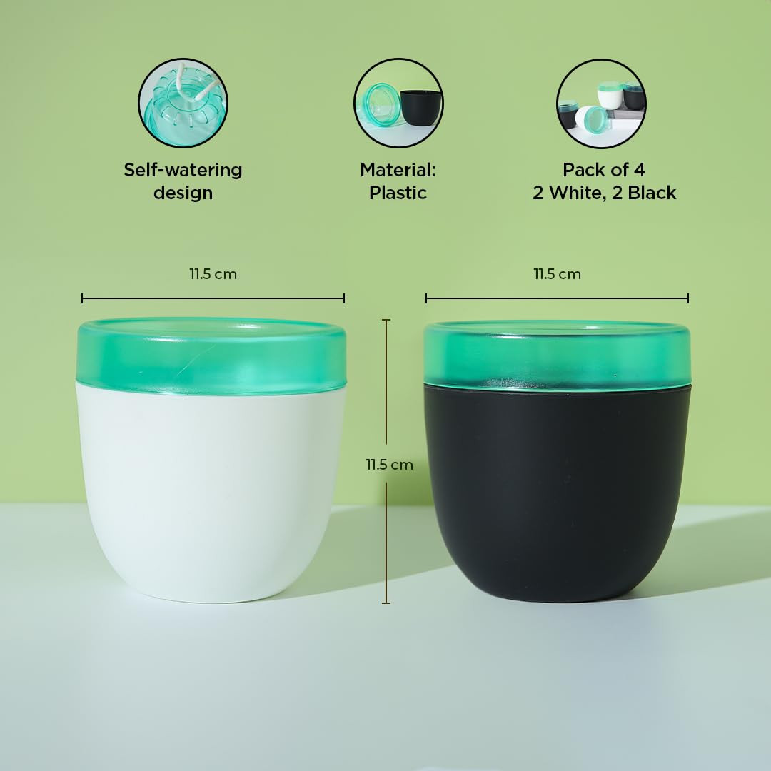 Kuber Industries Flower Pot | Flower Planter Pots for Indoor | Flower Pots for Outdoor | Pot for Garden & Balcony Flowering | Self Watering Flower Pot | GHBIB4..| Pack of 4 | Multi