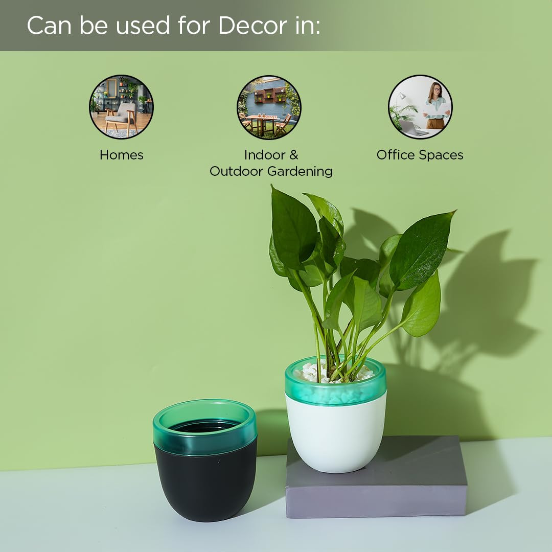 Kuber Industries Flower Pot | Flower Planter Pots for Indoor | Flower Pots for Outdoor | Pot for Garden & Balcony Flowering | Self Watering Flower Pot | GHBIB4..| Pack of 4 | Multi