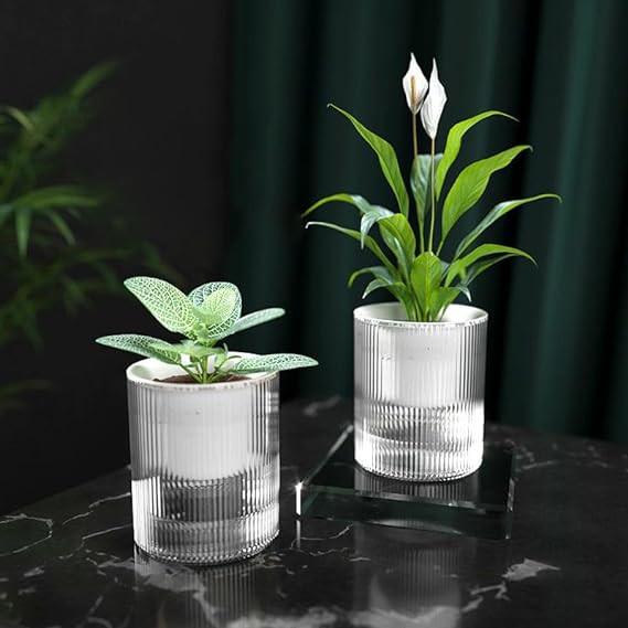 Kuber Industries Flower Pot | Flower Planter Pots for Indoor | Flower Pots for Outdoor | Pot for Garden & Balcony Flowering | Self Watering Flower Pot | BGX01F..| Pack of 2 | White