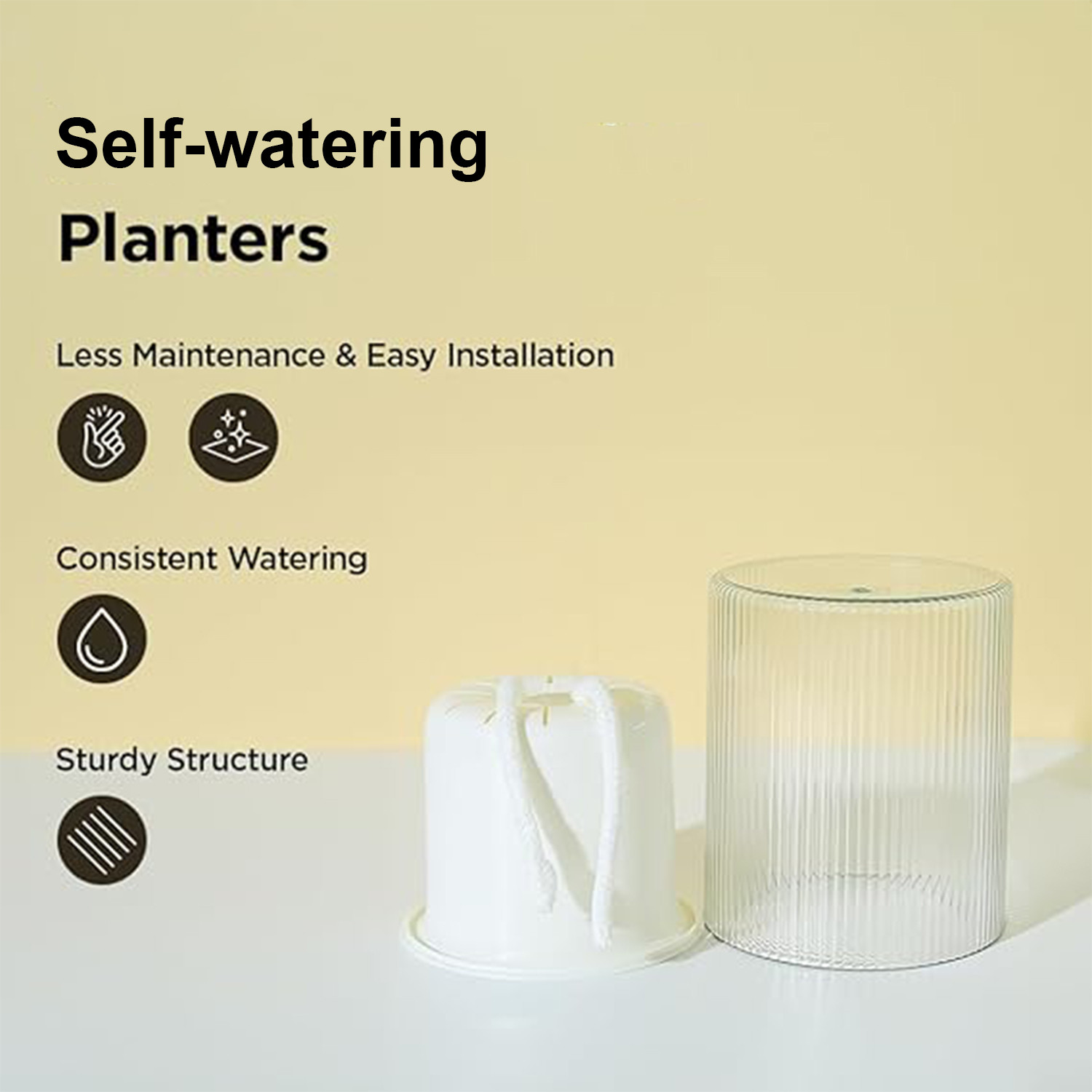 Kuber Industries Flower Pot | Flower Planter Pots for Indoor | Flower Pots for Outdoor | Pot for Garden & Balcony Flowering | Self Watering Flower Pot | BGX01F..| Pack of 2 | White