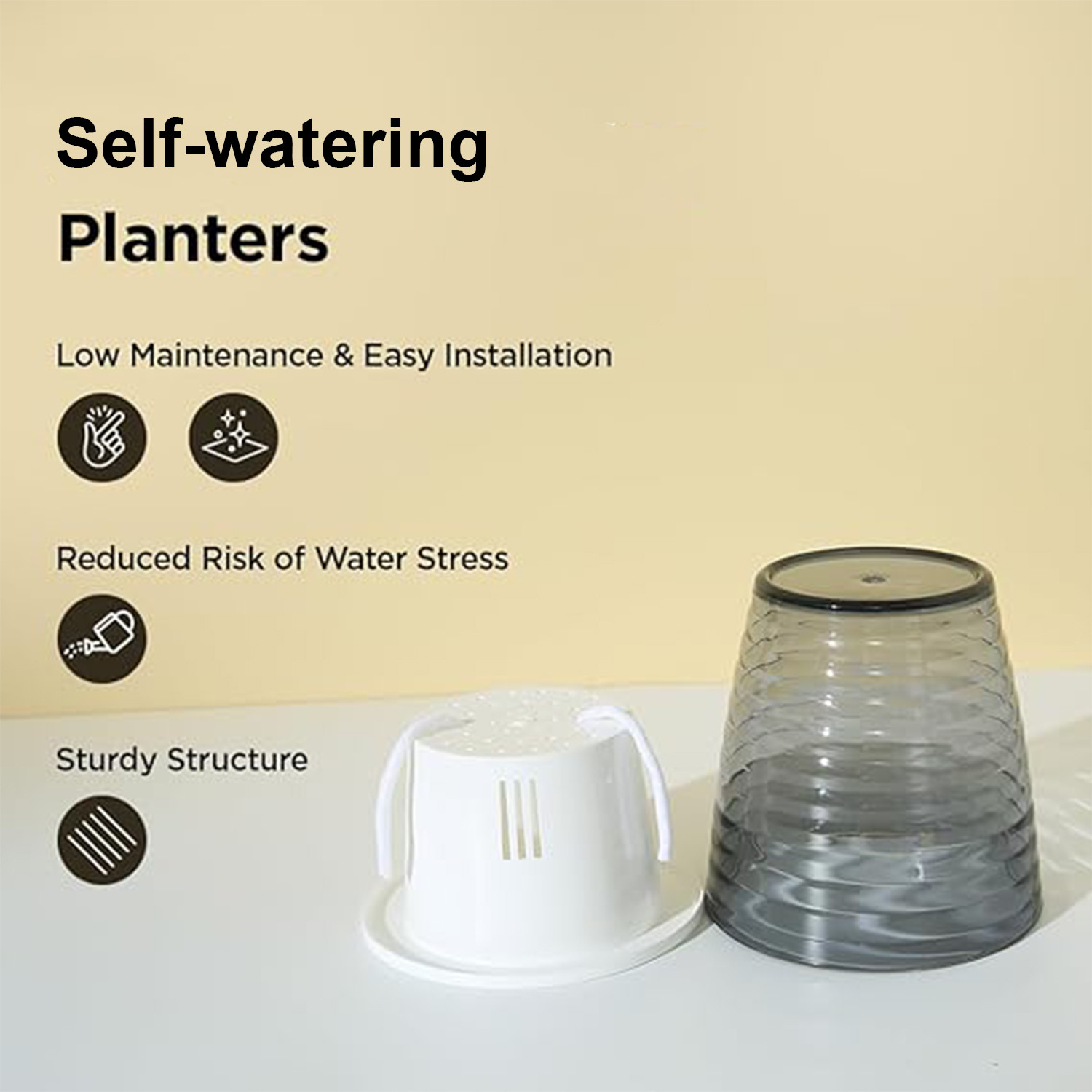 Kuber Industries Flower Pot | Flower Planter Pots for Indoor | Flower Pots for Outdoor | Pot for Garden & Balcony Flowering | Self Watering Flower Pot | P35-2..| Pack of 4 | Multi