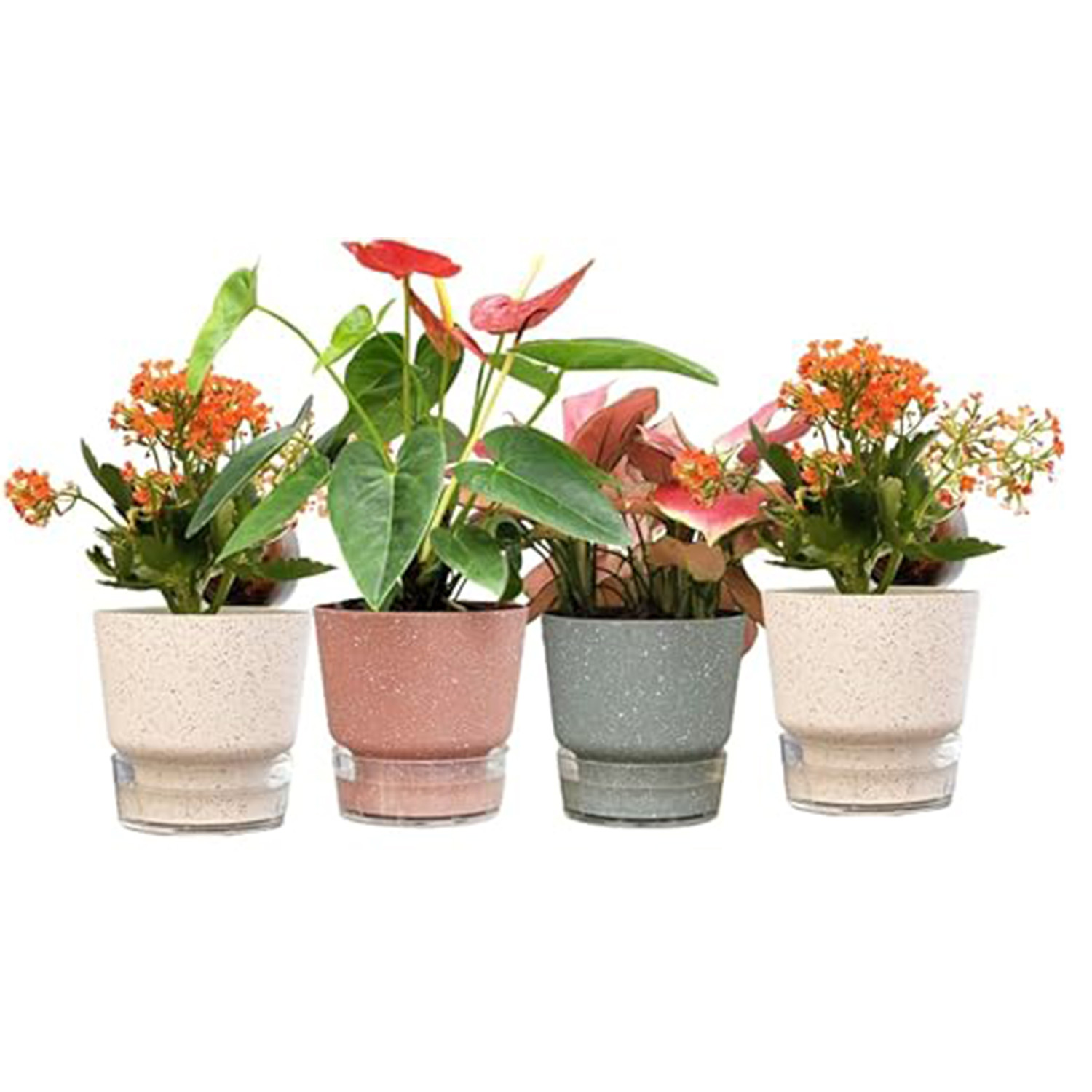 Kuber Industries Flower Pot | Flower Planter Pots for Indoor | Flower Pots for Outdoor | Pot for Garden & Balcony Flowering | Self Watering Flower Pot | P45-3..| Pack of 4 | Multi