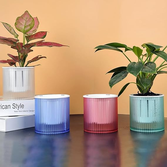 Kuber Industries Flower Pot | Flower Planter Pots for Indoor | Flower Pots for Outdoor | Pot for Garden & Balcony Flowering | Self Watering Flower Pot | P48-2..| Pack of 4 | Multi