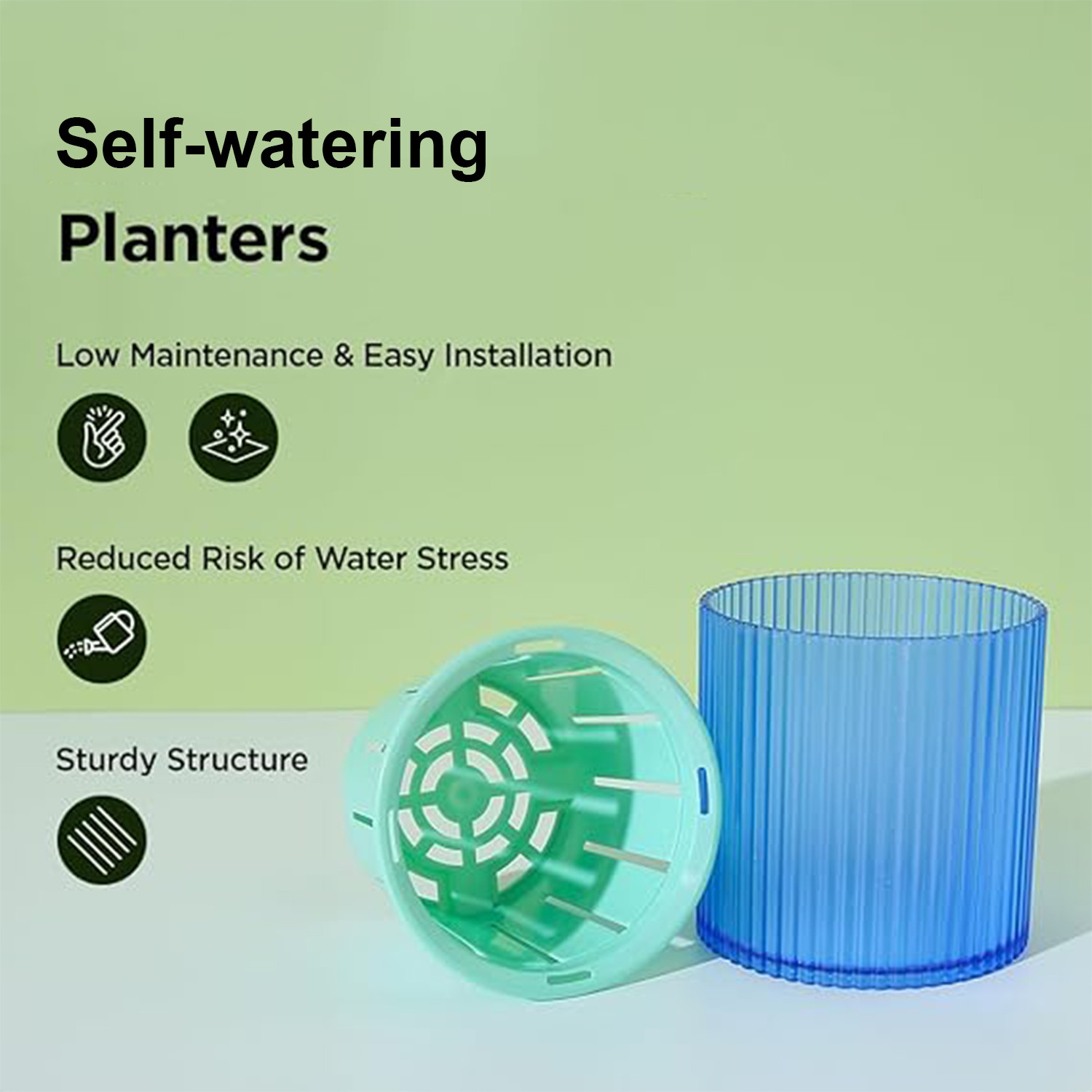 Kuber Industries Flower Pot | Flower Planter Pots for Indoor | Flower Pots for Outdoor | Pot for Garden & Balcony Flowering | Self Watering Flower Pot | P48-2..| Pack of 4 | Multi
