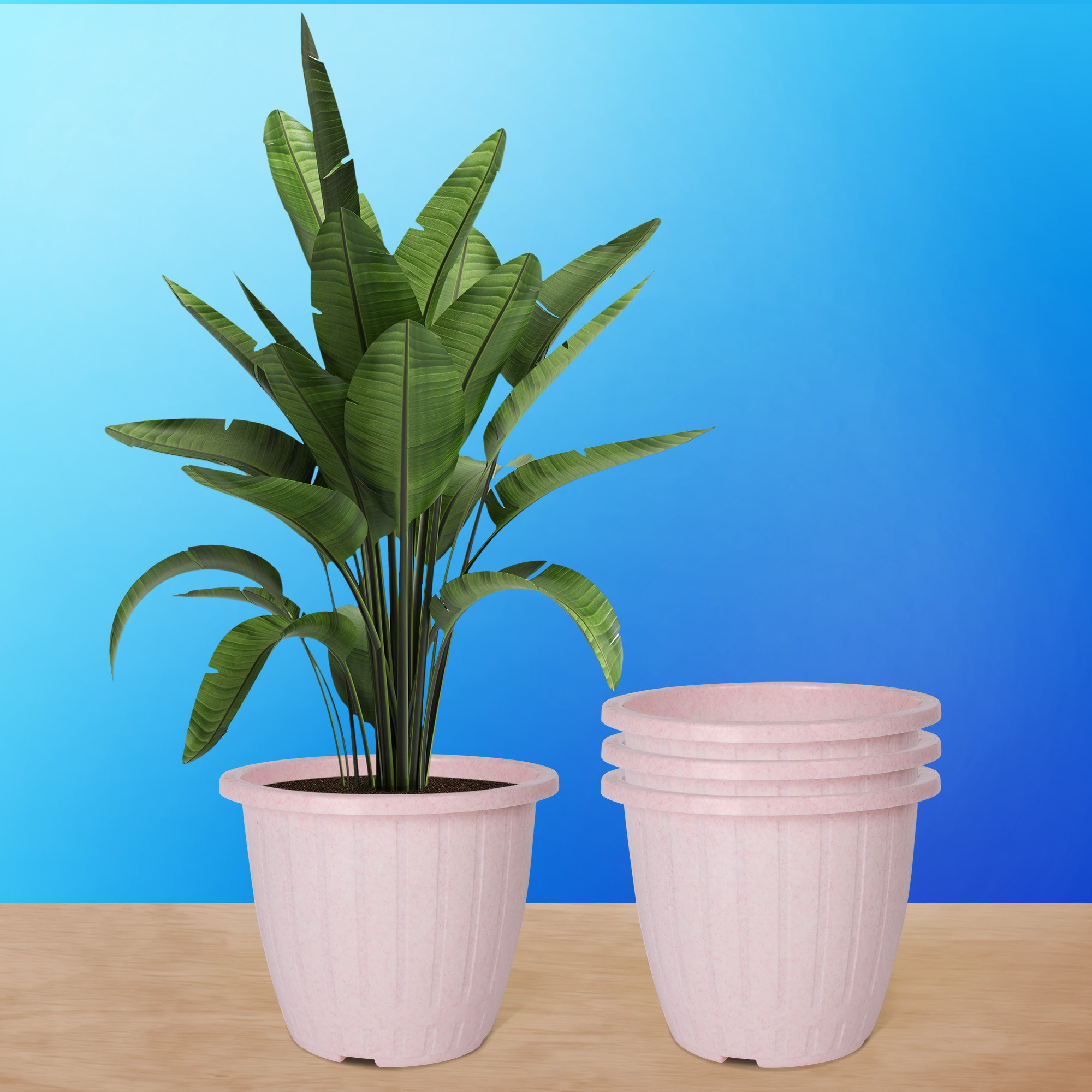 Kuber Industries Flower Pot | Flower Pot for Living Room | Flower Planters for Home-Lawns & Gardening | Window Planters | Flower Pots for Balcony | Marble Duro | 8 Inch | Pink