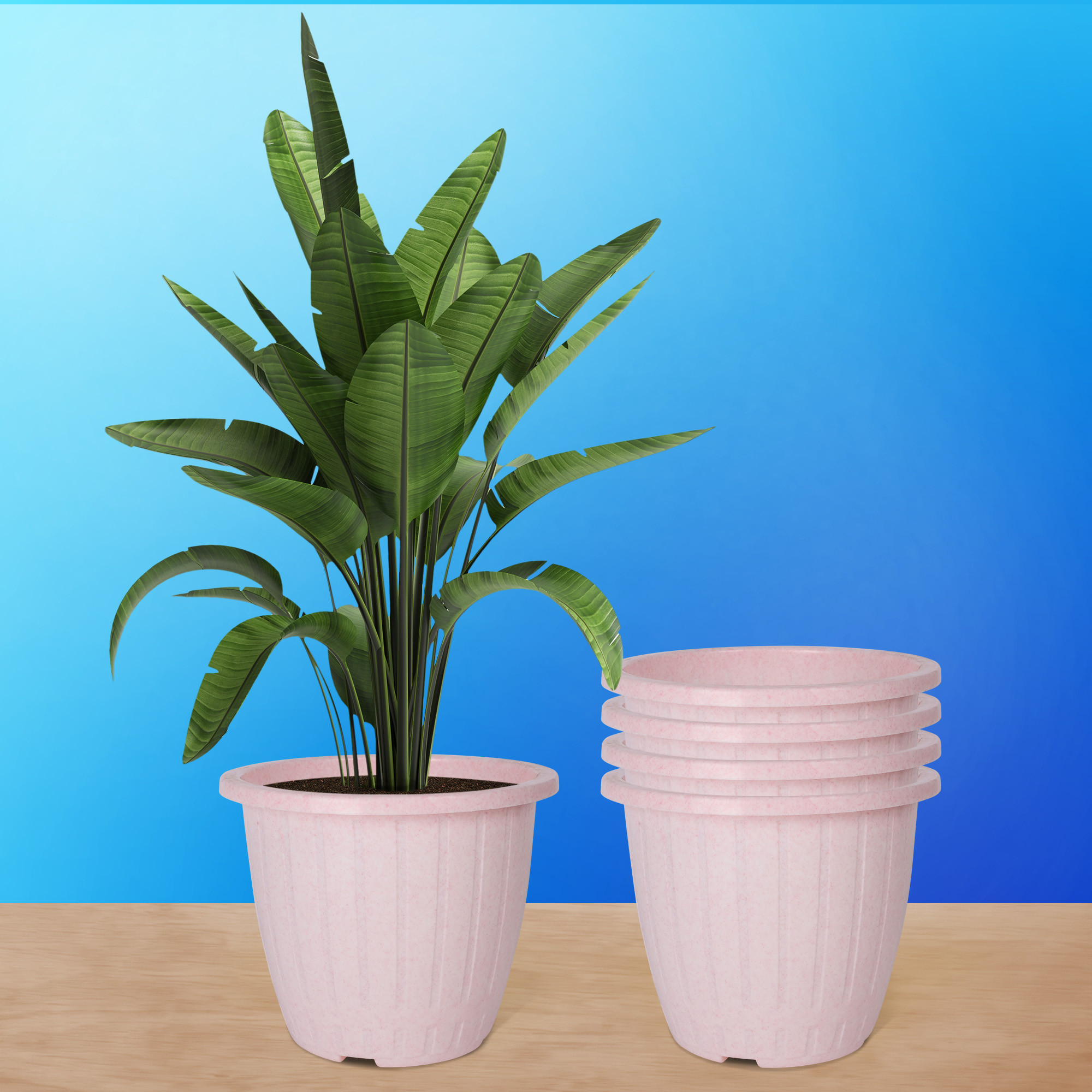 Kuber Industries Flower Pot | Flower Pot for Living Room | Flower Planters for Home-Lawns & Gardening | Window Planters | Flower Pots for Balcony | Marble Duro | 8 Inch | Pink