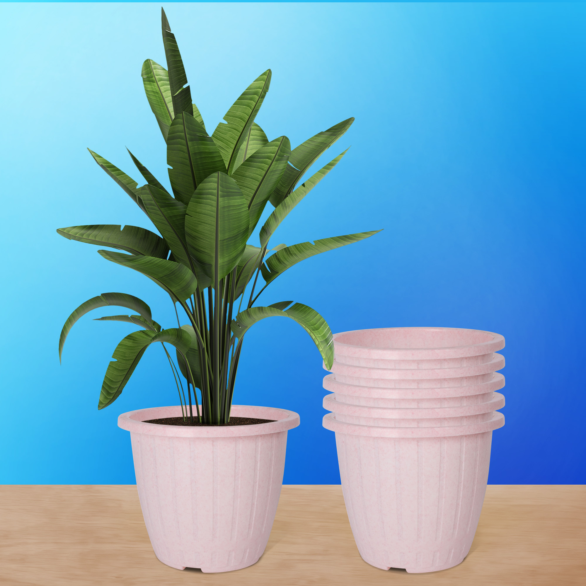Kuber Industries Flower Pot | Flower Pot for Living Room | Flower Planters for Home-Lawns & Gardening | Window Planters | Flower Pots for Balcony | Marble Duro | 8 Inch | Pink