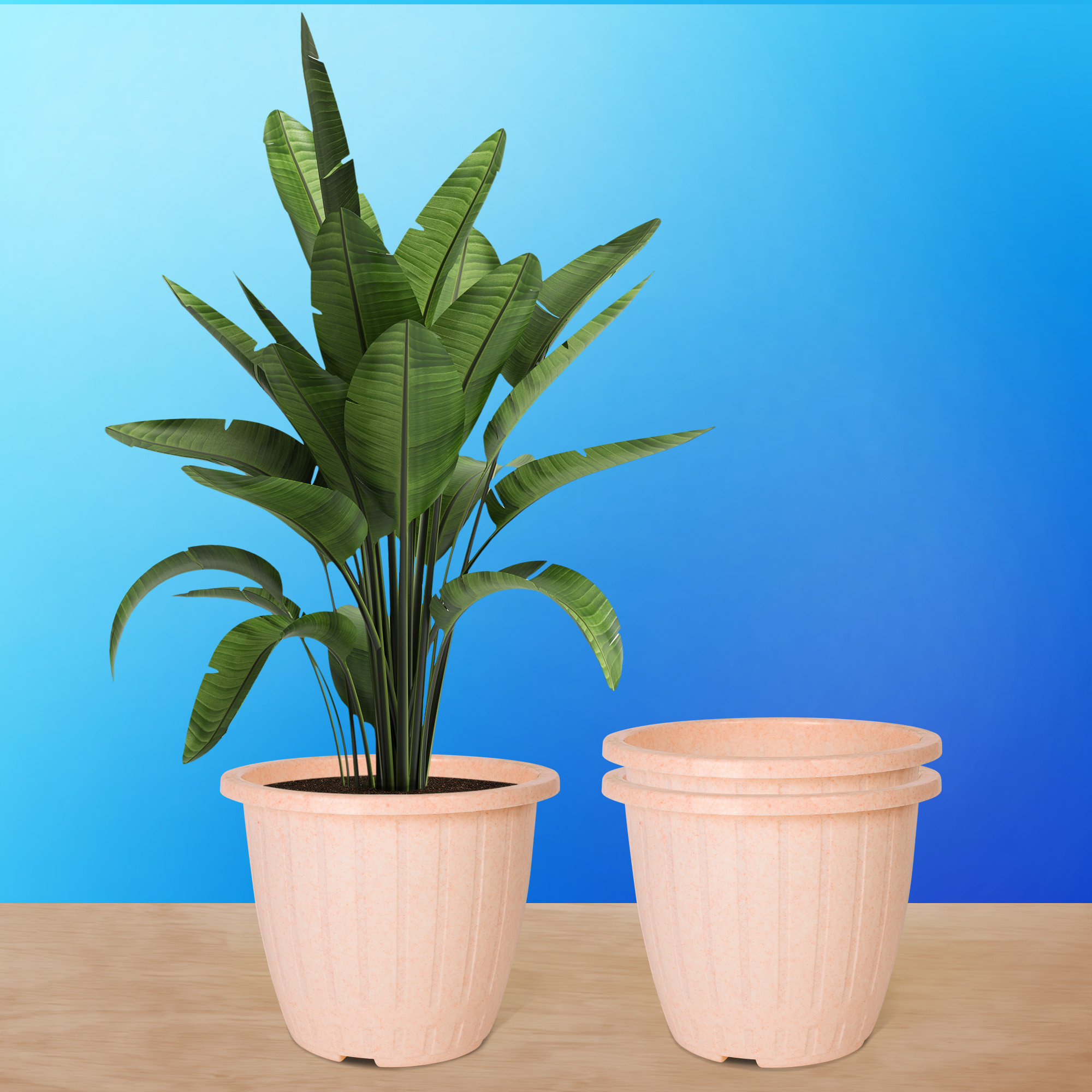 Kuber Industries Flower Pot | Flower Pot for Living Room | Flower Planters for Home-Lawns & Gardening | Window Planters | Flower Pots for Balcony | Marble Duro | 8 Inch | Peach