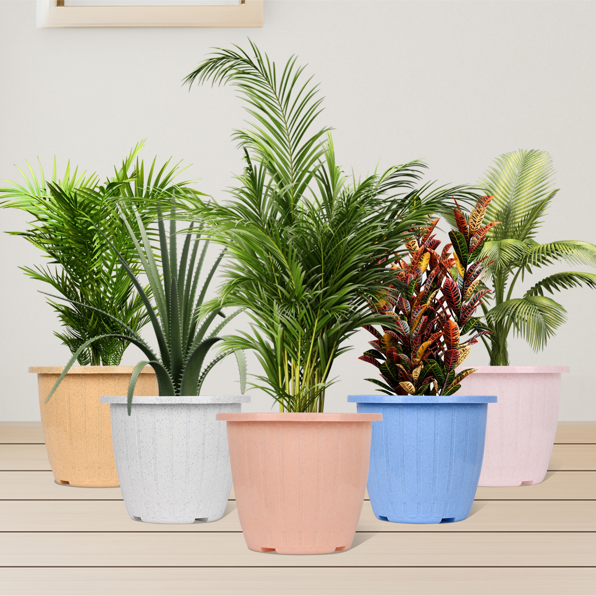 Kuber Industries Flower Pot | Flower Pot for Living Room | Flower Planters for Home-Lawns & Gardening | Window Planters | Flower Pots for Balcony | Marble Duro | 8 Inch | Peach