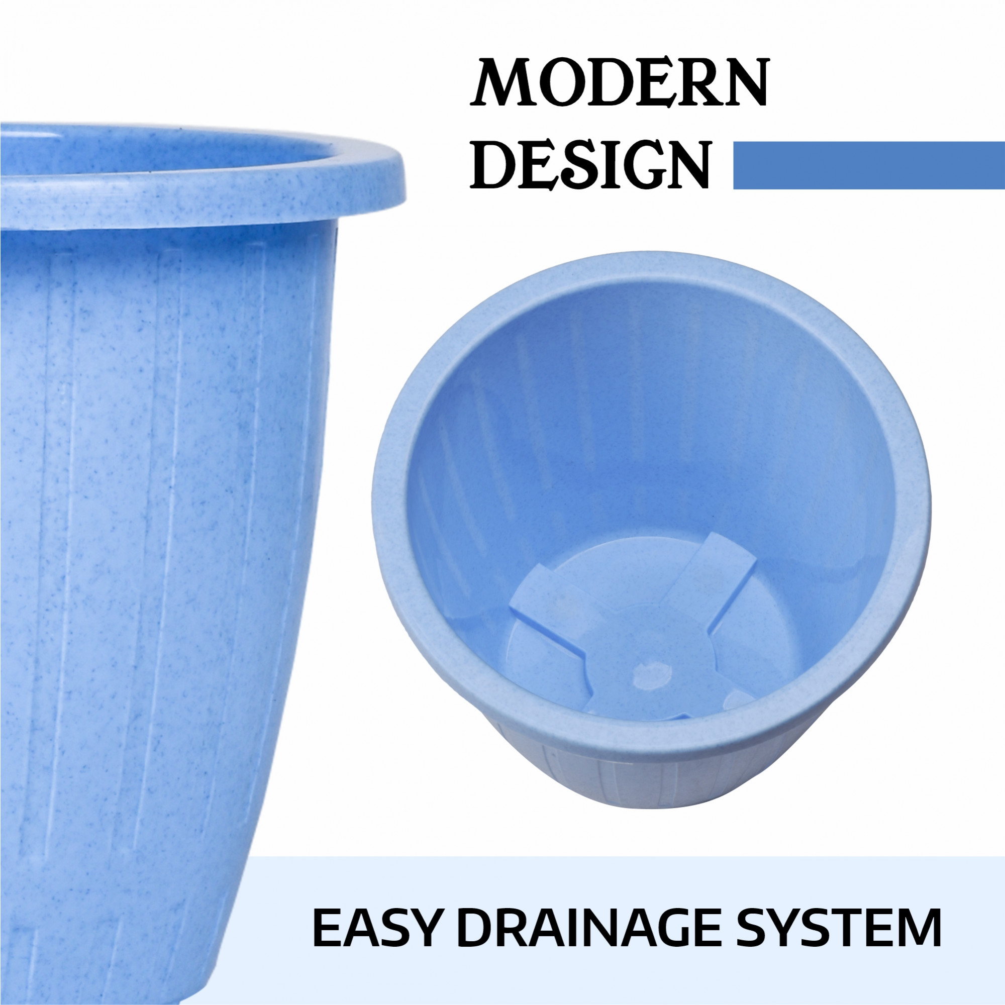 Kuber Industries Flower Pot | Flower Pot for Living Room | Planters for Home-Lawns & Gardening | Window Flower Pots for Balcony | Marble Duro | 8 Inch | Sky Blue & Pink