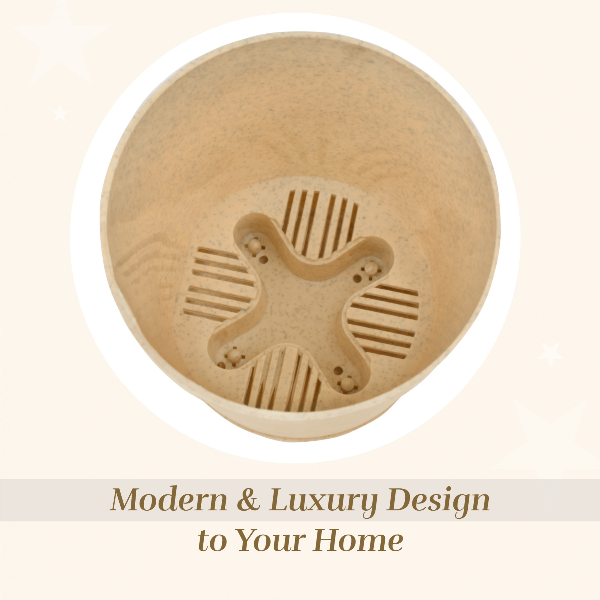 Kuber Industries Flower Pot | Flower Pot for Living Room-Office | Flower Planters for Home-office-Lawns & Garden Décor | Self Watering Flower Planters Pots | Marble Titan | 4 Inch | Beige