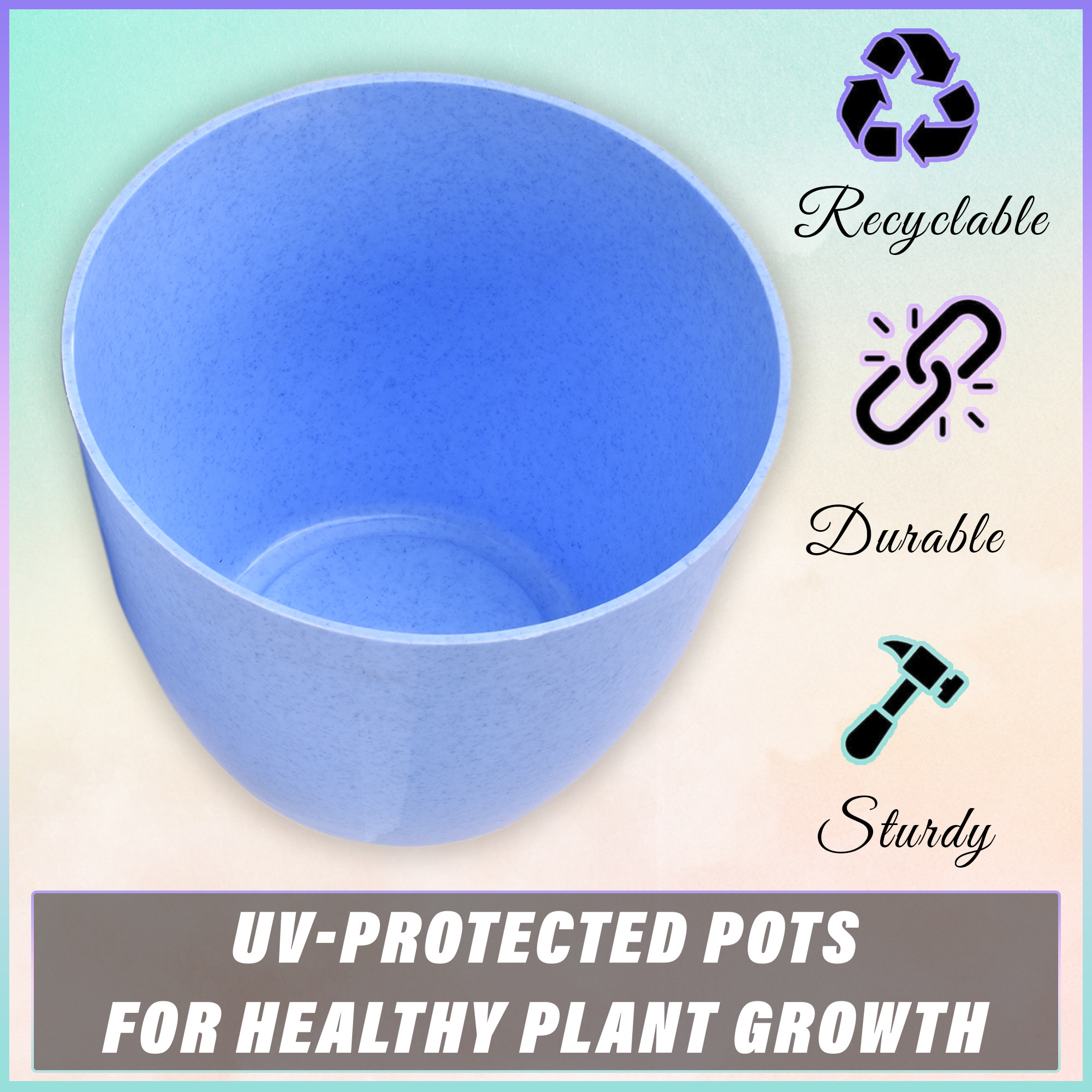 Kuber Industries Flower Pot | Flower Pot for Living Room-Office | Flower Planters for Home-office-Lawns & Garden Décor | Flower Planters Pots for Balcony | Marble Cool | 5 Inch | Blue