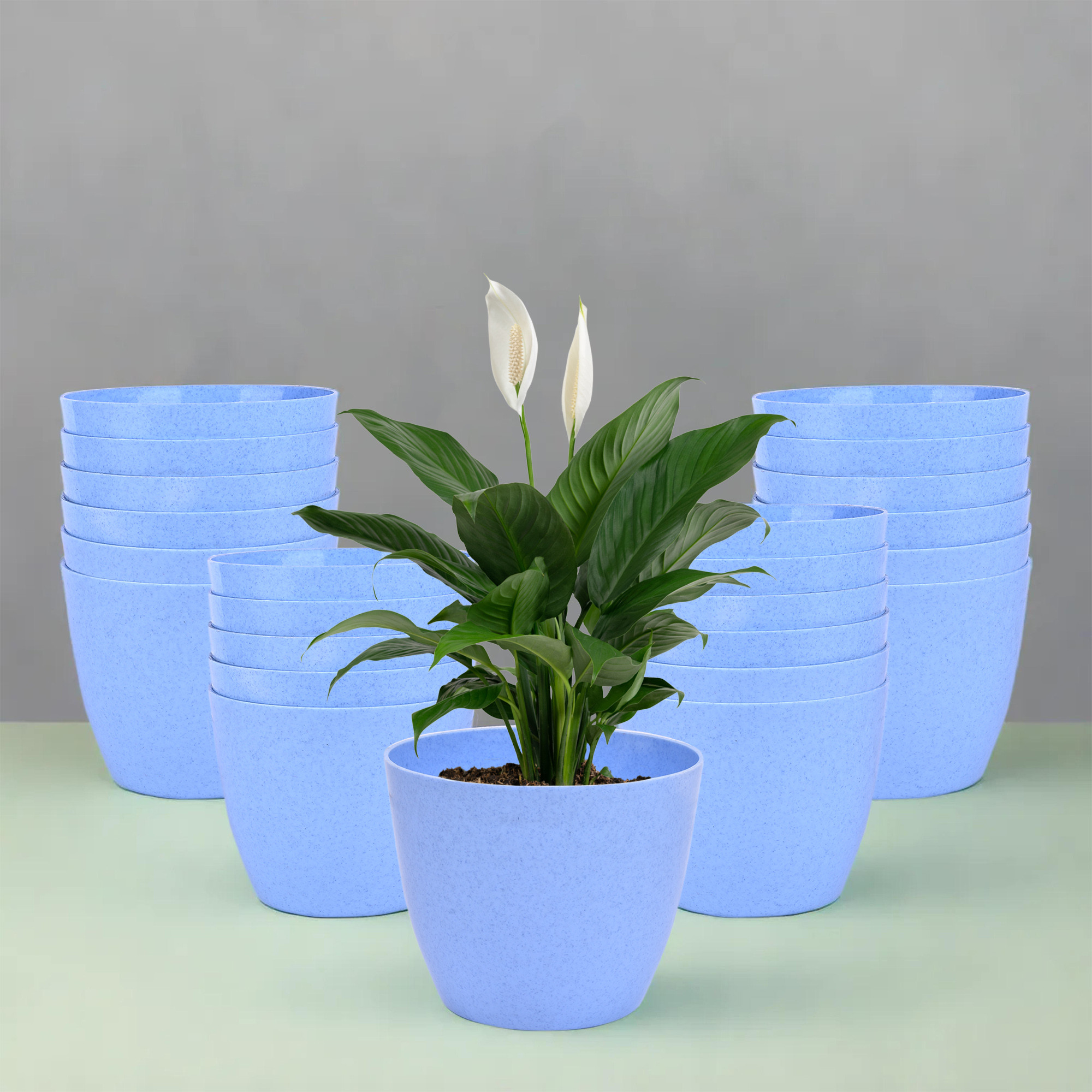 Kuber Industries Flower Pot | Flower Pot for Living Room-Office | Flower Planters for Home-office-Lawns & Garden Décor | Flower Planters Pots for Balcony | Marble Cool | 5 Inch | Blue