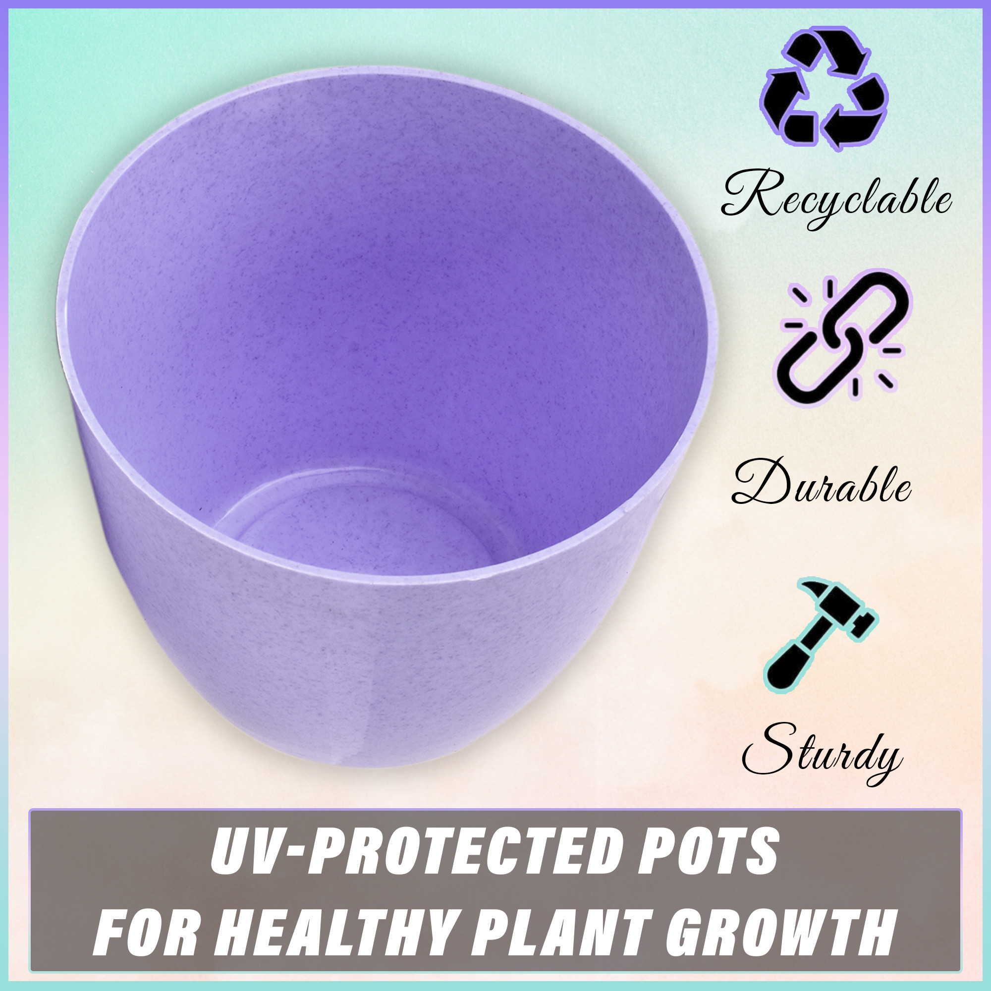 Kuber Industries Flower Pot | Flower Pot for Living Room-Office | Flower Planters for Home-office-Lawns & Garden Décor | Flower Planters Pots for Balcony | Marble Cool | 5 Inch | Purple