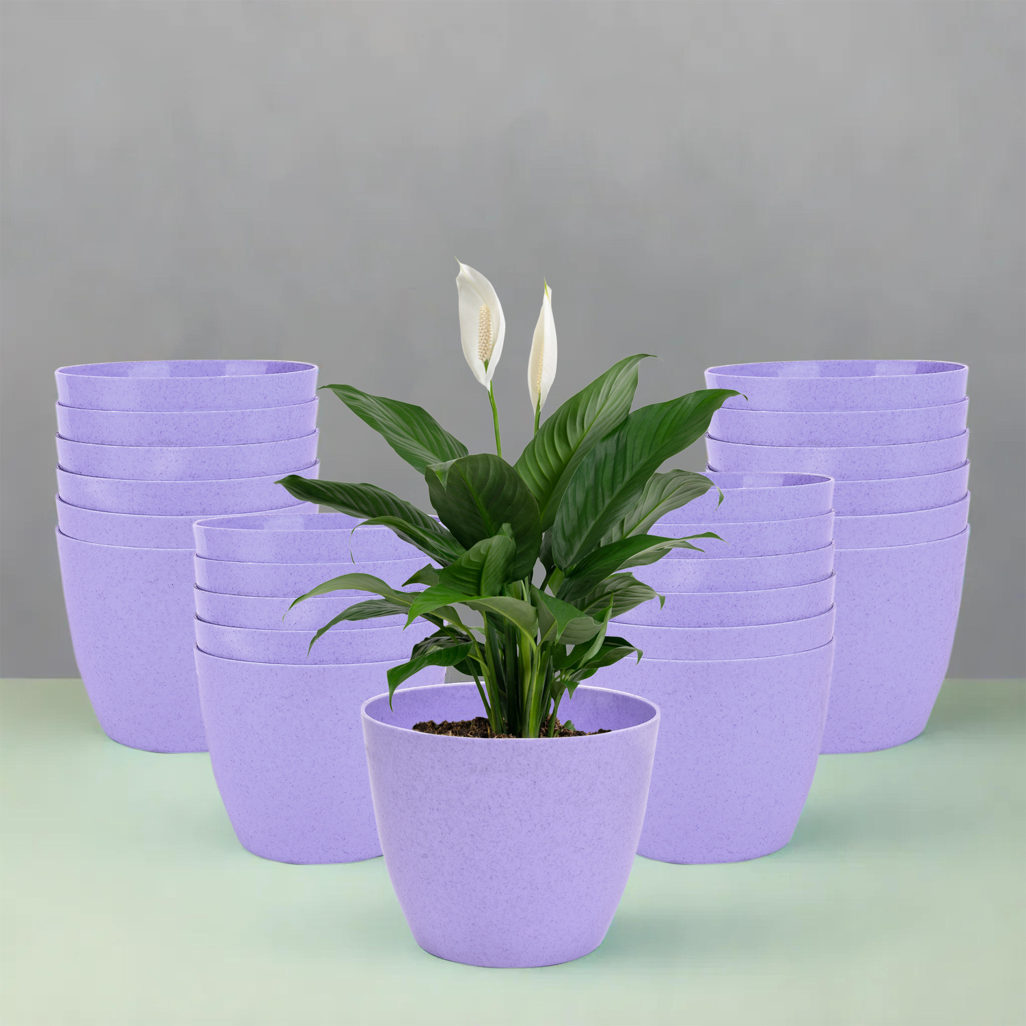 Kuber Industries Flower Pot | Flower Pot for Living Room-Office | Flower Planters for Home-office-Lawns & Garden Décor | Flower Planters Pots for Balcony | Marble Cool | 5 Inch | Purple