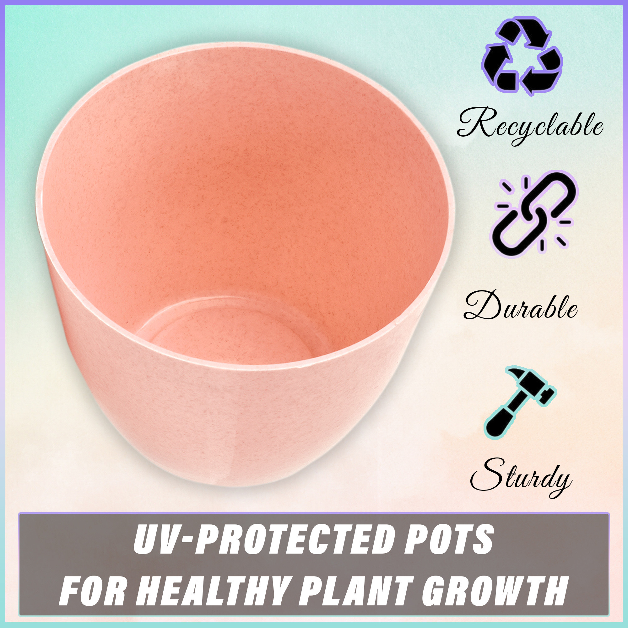 Kuber Industries Flower Pot | Flower Pot for Living Room-Office | Flower Planters for Home-office-Lawns & Garden Décor | Flower Planters Pots for Balcony | Marble Cool | 5 Inch | Peach
