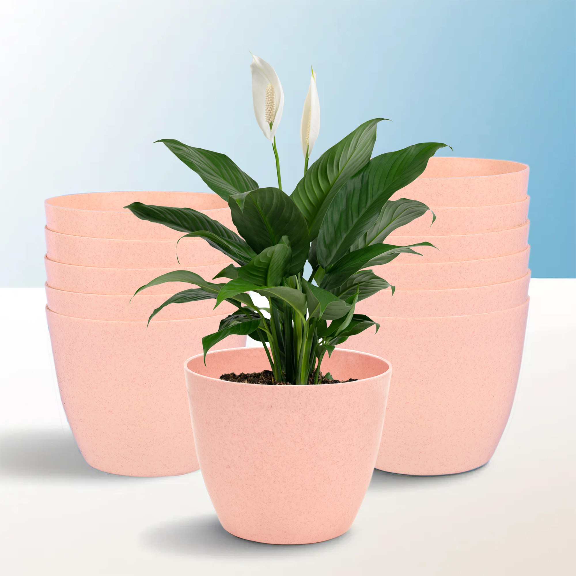 Kuber Industries Flower Pot | Flower Pot for Living Room-Office | Flower Planters for Home-office-Lawns & Garden Décor | Flower Planters Pots for Balcony | Marble Cool | 5 Inch | Peach