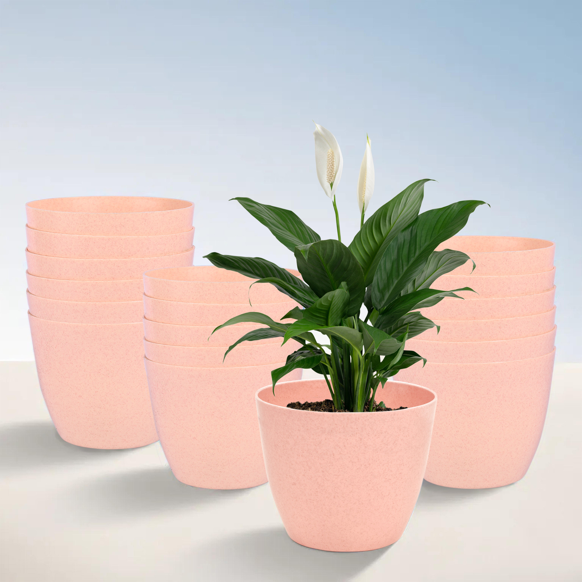 Kuber Industries Flower Pot | Flower Pot for Living Room-Office | Flower Planters for Home-office-Lawns & Garden Décor | Flower Planters Pots for Balcony | Marble Cool | 5 Inch | Peach