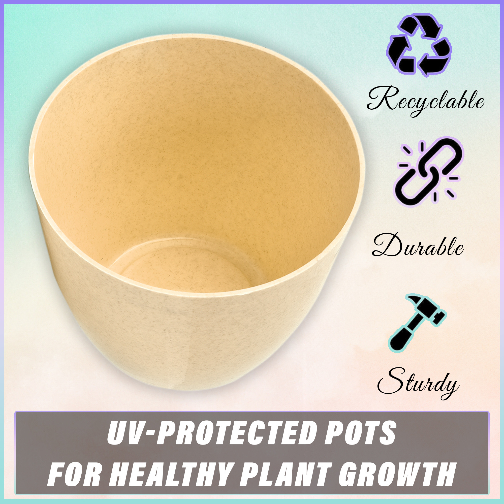 Kuber Industries Flower Pot | Flower Pot for Living Room-Office | Flower Planters for Home-office-Lawns & Garden Décor | Planters Pots for Balcony | Marble Cool | 5 Inch | Purple & Beige