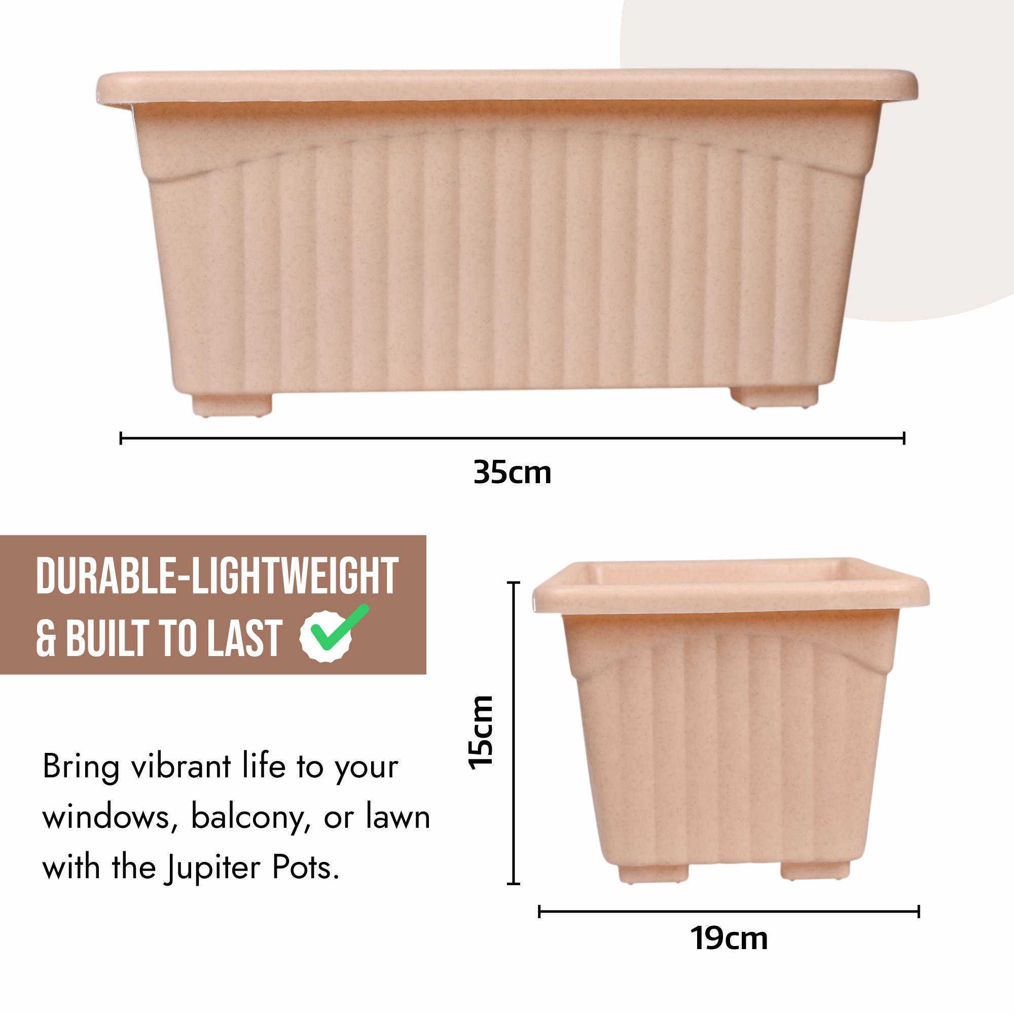 Kuber Industries Flower Pot | Flower Pot for Living Room-Office | Planters for Home-Lawns & Gardening | Window Flower Pots for Balcony | Marble Jupitar | Purple & Peach