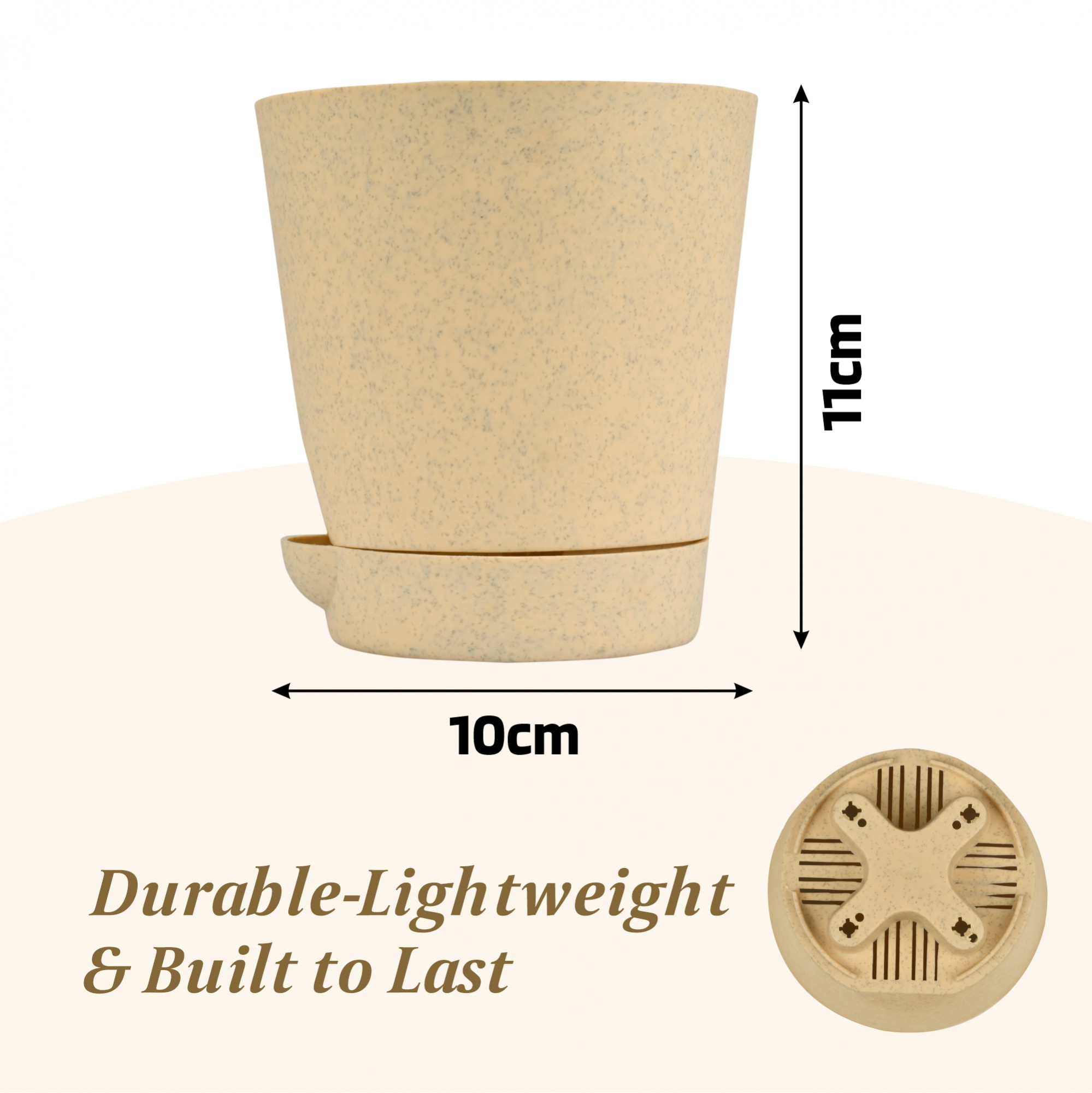Kuber Industries Flower Pot | Flower Pot for Living Room-Office | Planters for Home-office-Lawns & Garden Décor | Self Watering Flower Planters Pots | Marble Titan | 4 Inch | White & Beige