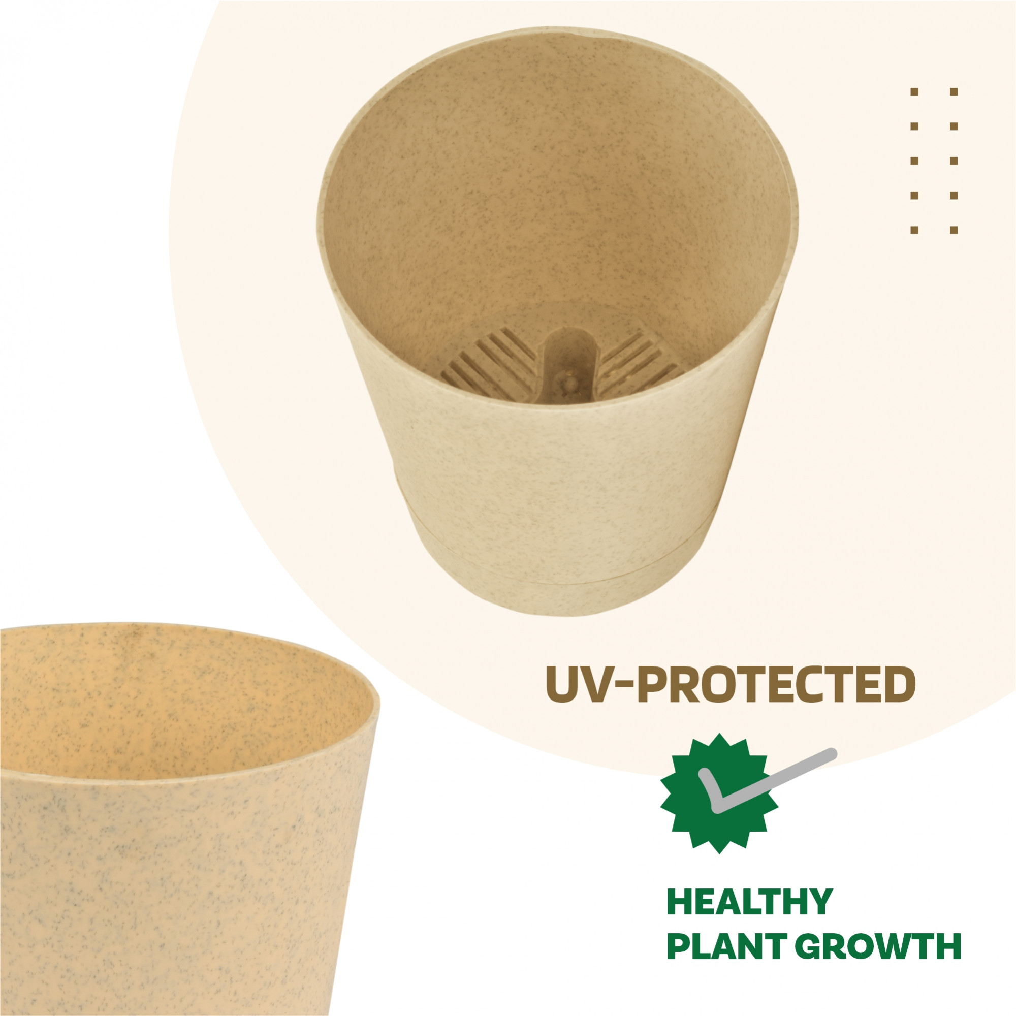 Kuber Industries Flower Pot | Flower Pot for Living Room-Office | Planters for Home-office-Lawns & Garden Décor | Self Watering Flower Planters Pots | Marble Titan | 4 Inch | White & Beige