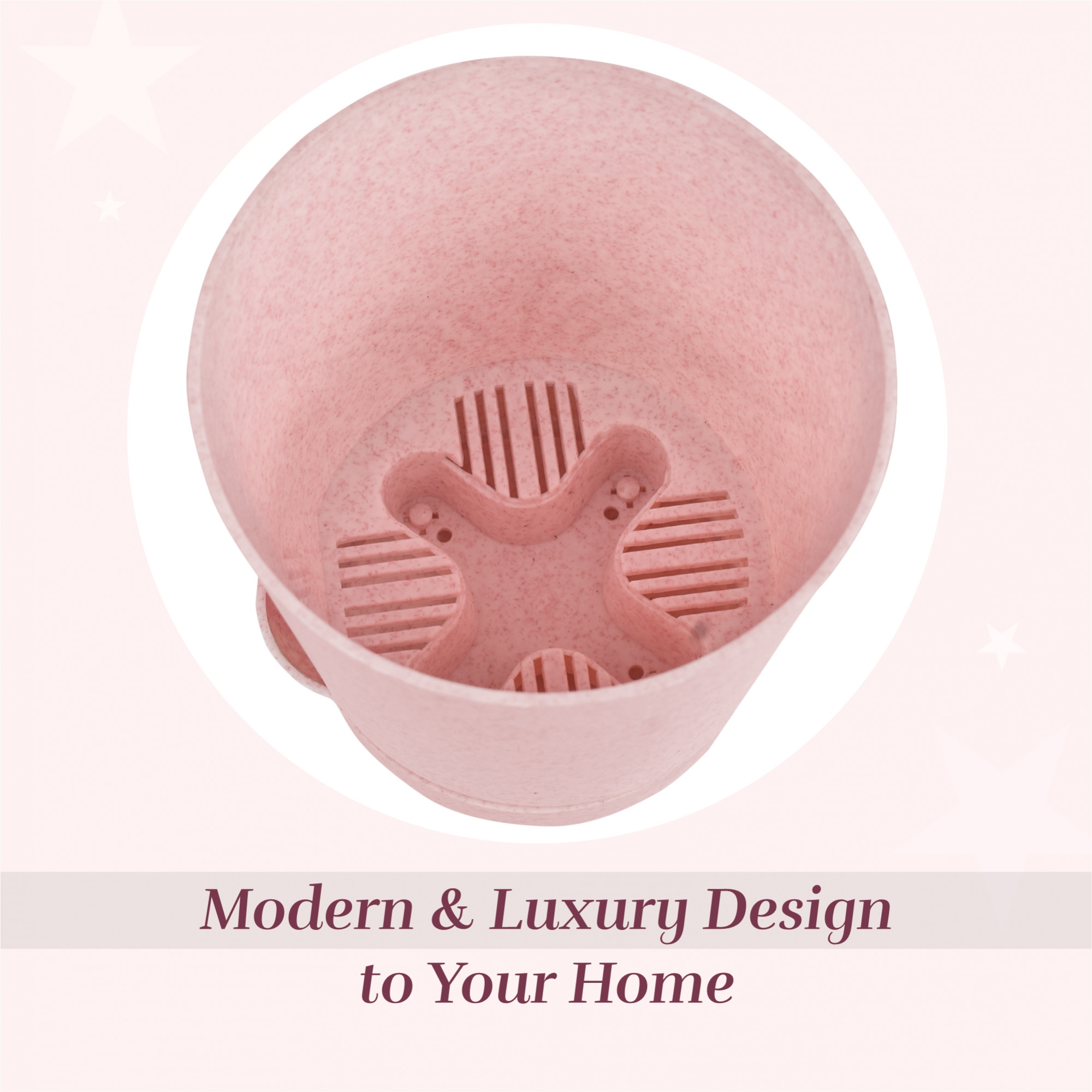 Kuber Industries Flower Pot | Flower Pot for Living Room-Office | Planters for Home-office-Lawns & Garden Décor | Self Watering Flower Planters Pots | Marble Titan | 4 Inch | Pink & Peach
