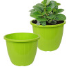 Flower Pot | Flower Pots for Indoor & Outdoor | Plastic Pot for Gardening | Planter for Flower | Balcony Flower Pot with Drain Holes | Duro Flower Pot | 6 Inch | Pack of 2 | Green