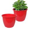 Flower Pot | Flower Pots for Indoor &amp; Outdoor | Plastic Pot for Gardening | Planter for Flower | Balcony Flower Pot with Drain Holes | Duro Flower Pot | 6 Inch | Pack of 2 | Red