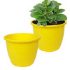 Flower Pot | Flower Pots for Indoor &amp; Outdoor | Plastic Pot for Gardening | Planter for Flower | Balcony Flower Pot with Drain Holes | Duro Flower Pot | 6 Inch | Pack of 2 | Yellow