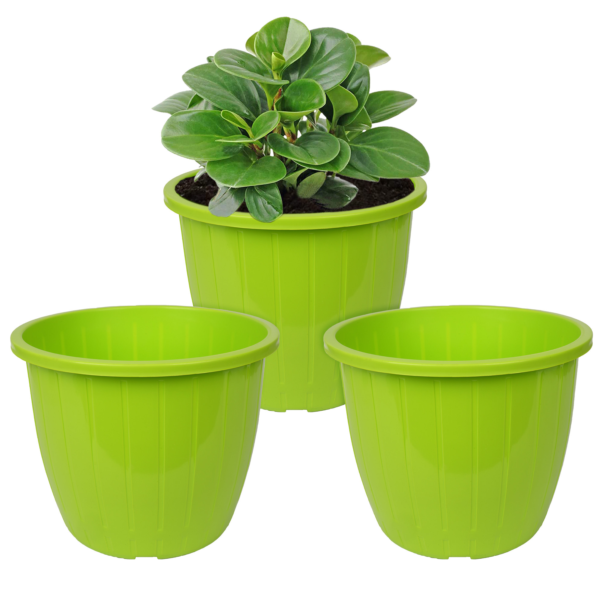 Kuber Industries Flower Pot | Flower Pots for Indoor & Outdoor | Plastic Pot for Gardening | Planter for Flower | Balcony Flower Pot with Drain Holes | Duro Flower Pot | 6 Inch |Green
