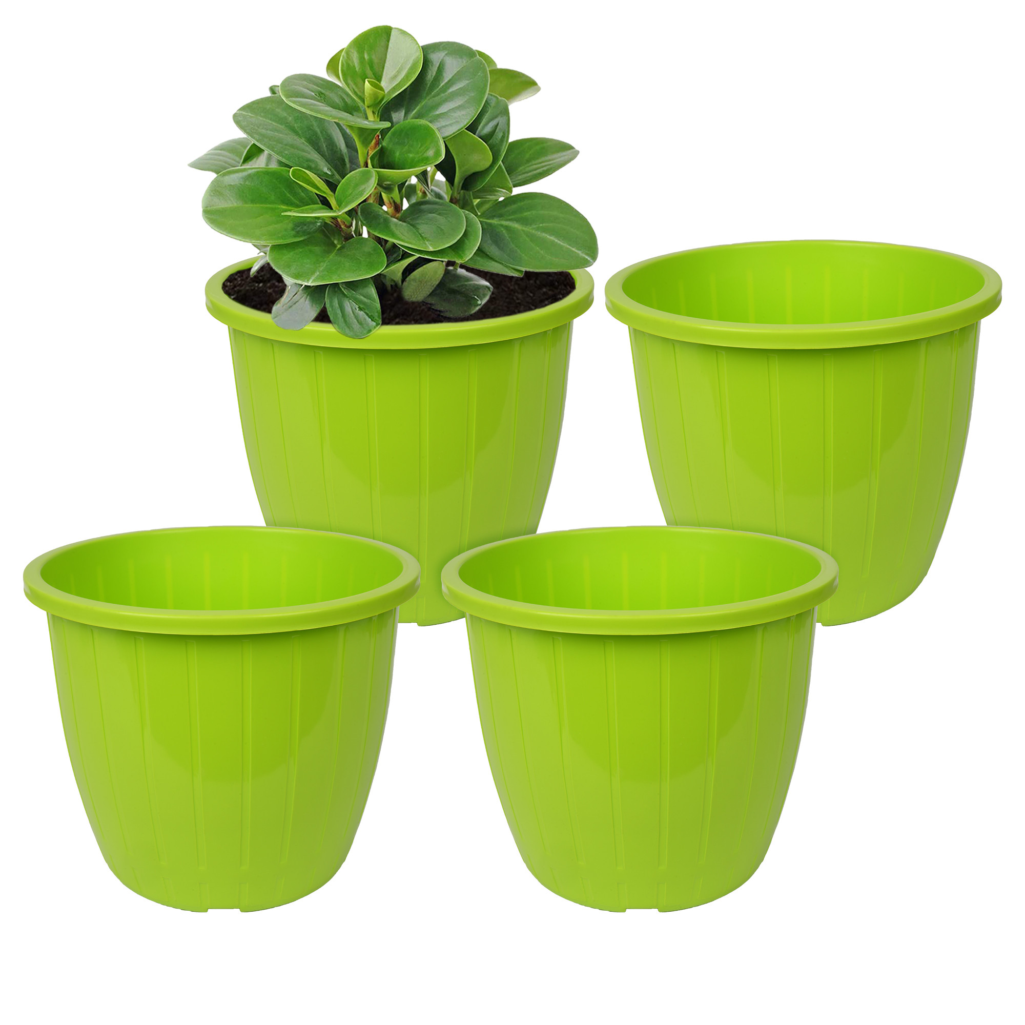 Kuber Industries Flower Pot | Flower Pots for Indoor & Outdoor | Plastic Pot for Gardening | Planter for Flower | Balcony Flower Pot with Drain Holes | Duro Flower Pot | 6 Inch |Green