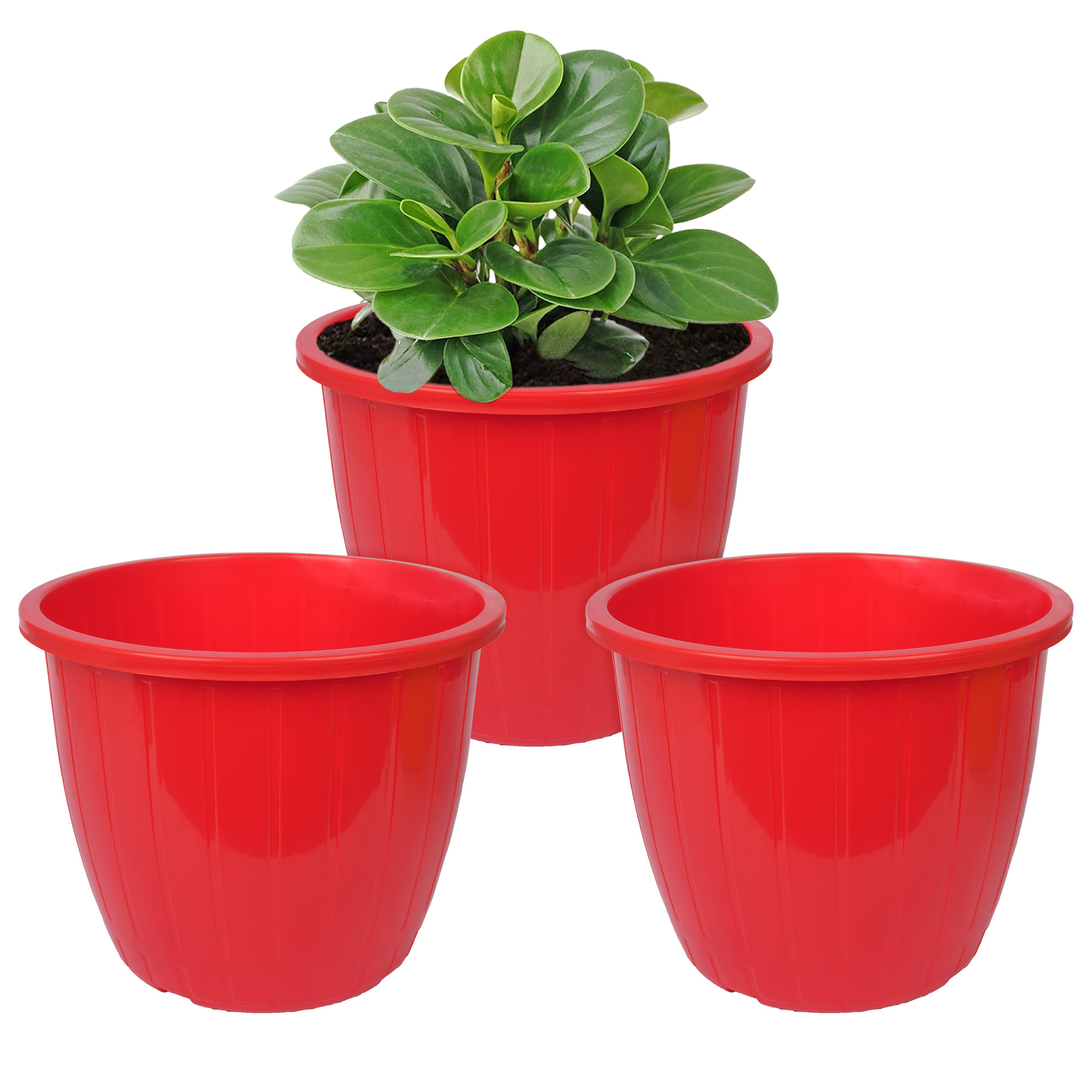 Kuber Industries Flower Pot | Flower Pots for Indoor & Outdoor | Plastic Pot for Gardening | Planter for Flower | Balcony Flower Pot with Drain Holes | Duro Flower Pot | 6 Inch |Red