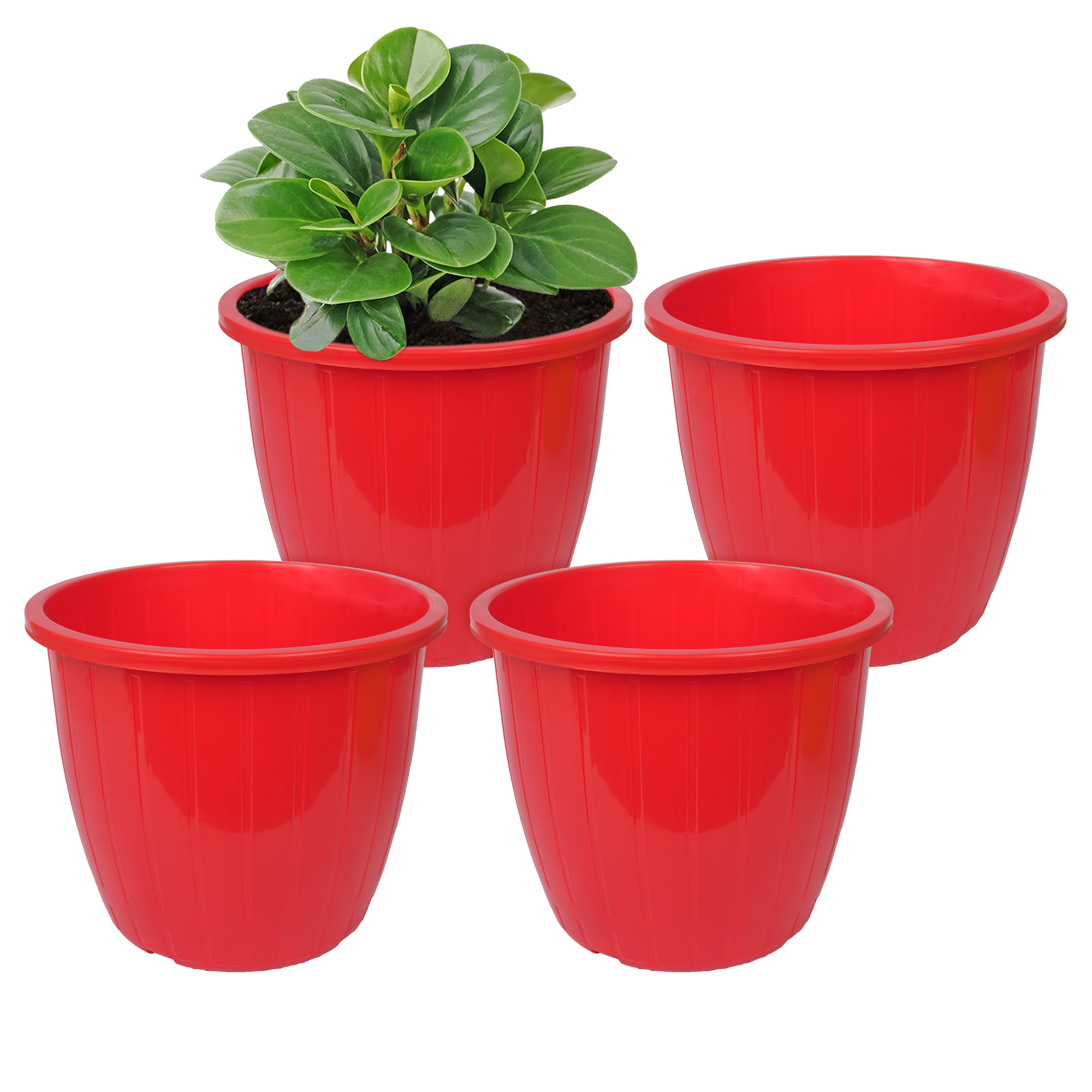 Kuber Industries Flower Pot | Flower Pots for Indoor & Outdoor | Plastic Pot for Gardening | Planter for Flower | Balcony Flower Pot with Drain Holes | Duro Flower Pot | 6 Inch |Red