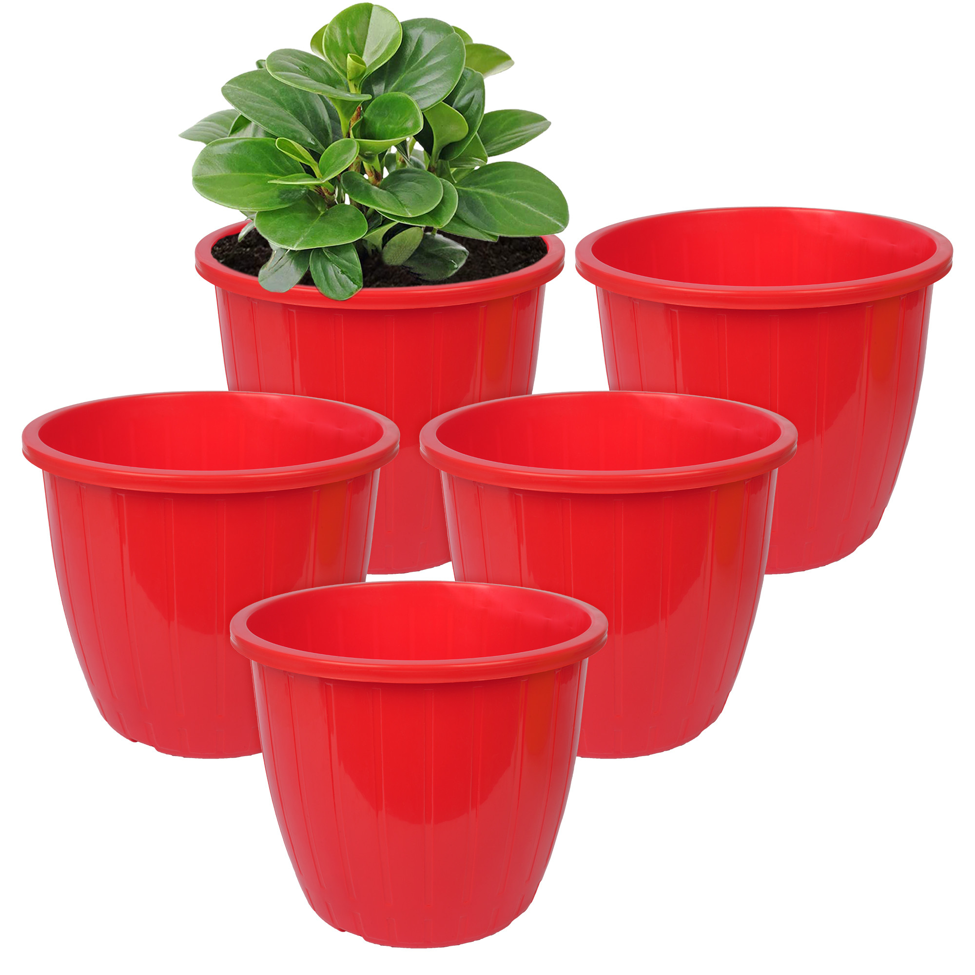 Kuber Industries Flower Pot | Flower Pots for Indoor & Outdoor | Plastic Pot for Gardening | Planter for Flower | Balcony Flower Pot with Drain Holes | Duro Flower Pot | 6 Inch |Red