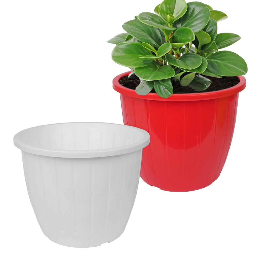 Kuber Industries Flower Pot | Flower Pots for Indoor &amp; Outdoor | Plastic Pot for Gardening | Planter for Flower | Balcony Flower Pot with Drain Holes | Duro Flower Pot | 6 Inch | Pack of 2 | Multi