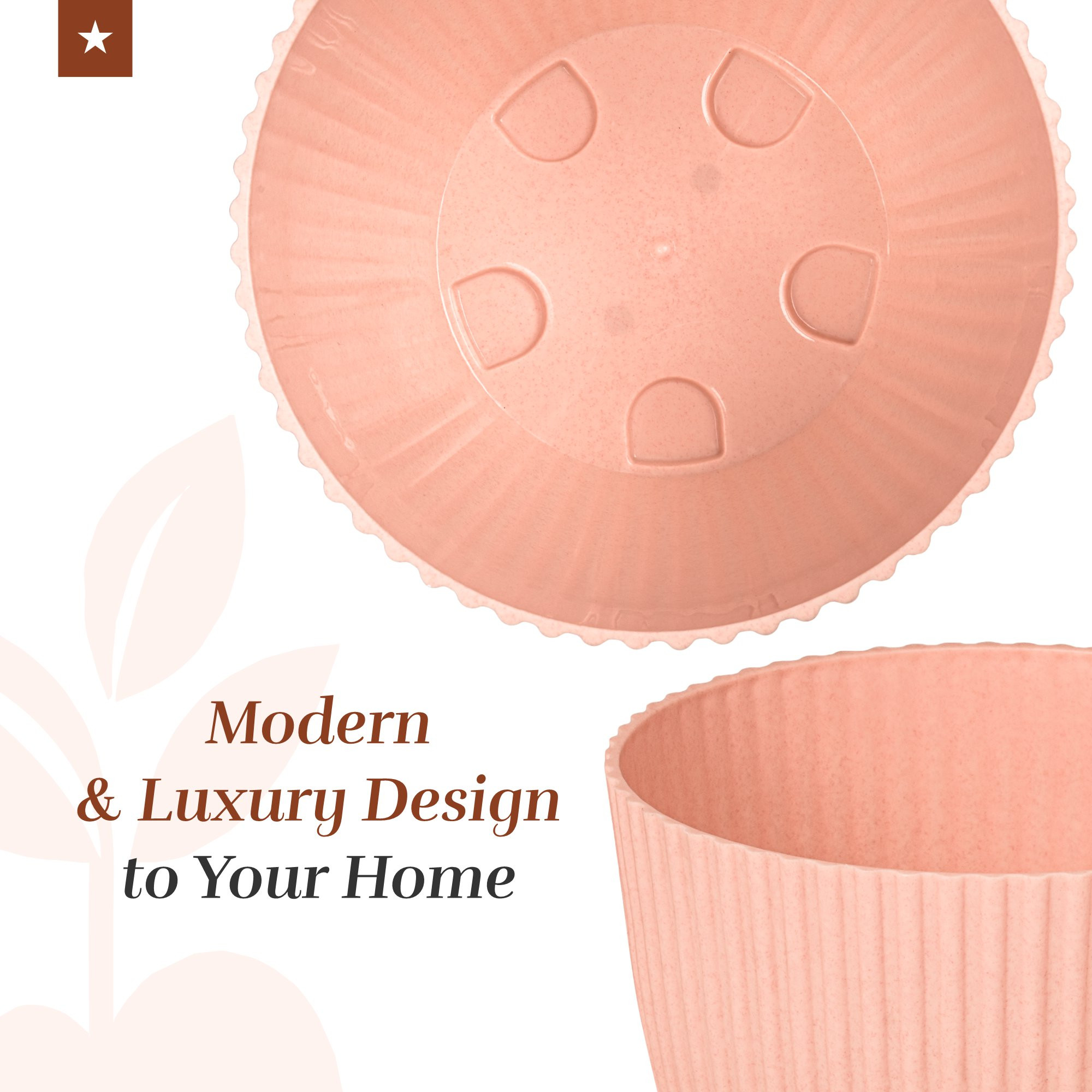 Kuber Industries Flower Pot with Bottom Tray | Flower Container for Living Room | Planters for Home-Lawns & Garden | Flower Planter for Balcony | Marble Mega | 9 Inch | Peach & Mint Green