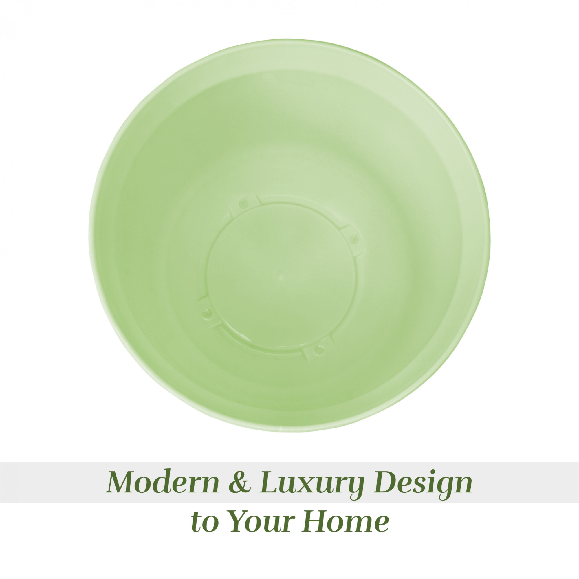 Kuber Industries Flower Pot with Bottom Tray | Flower Planter Pots | Planters for Home-Lawns & Garden | Flower Planter for Balcony | Plain Sawera | 10 Inch | Light Green & Gray