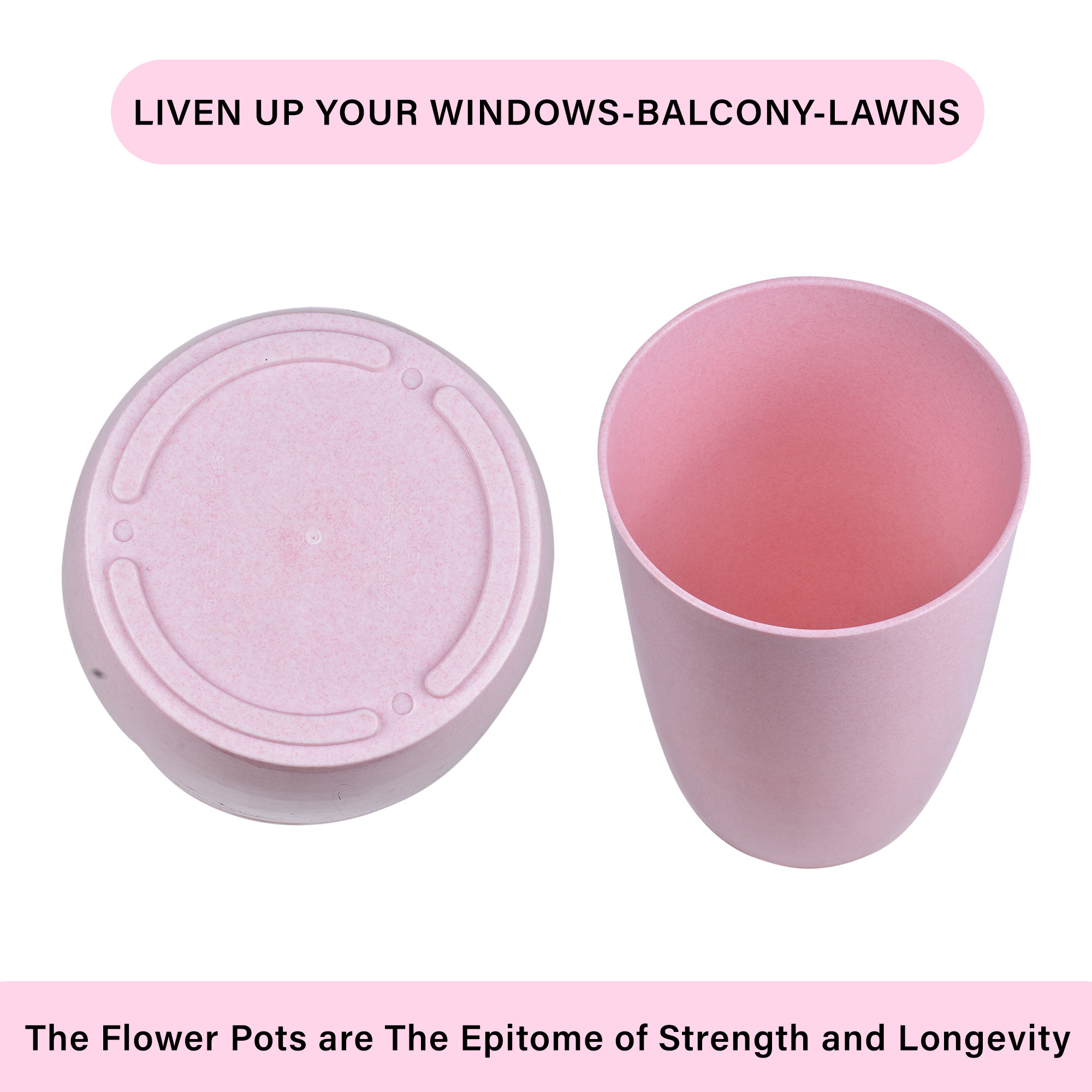 Kuber Industries Flower Pot with Plate | 18 Inch Lightweight Polymers Indoor-Outdoor Plant Pots | Flower Pot Gamla for Home-Office & Garden | Planter for Living Room | Marble Emerald | Pink