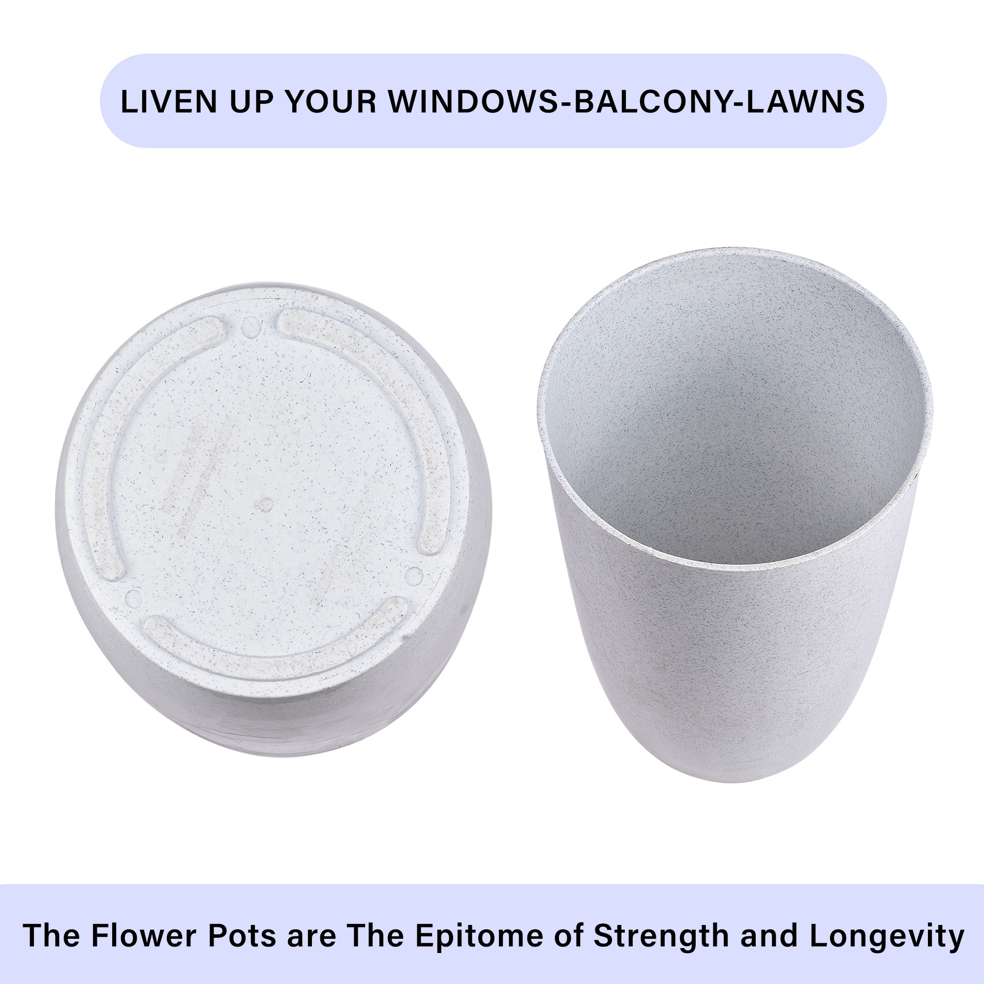 Kuber Industries Flower Pot with Plate | 18 Inch Lightweight Polymers Indoor-Outdoor Plant Pots | Flower Pot Gamla for Home-Office & Garden | Planter for Living Room | White