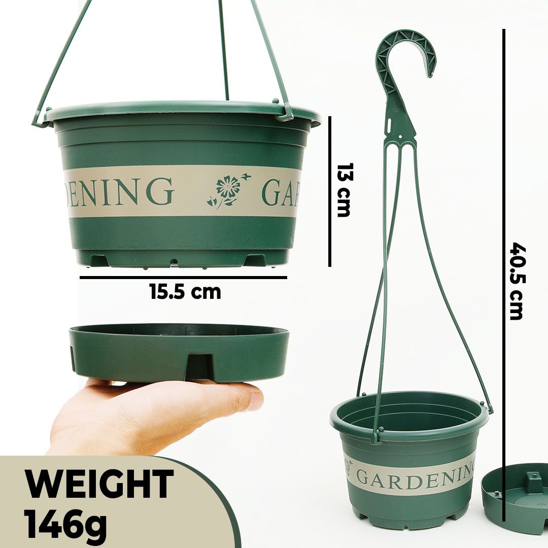 Kuber Industries Flower Pot|Hanging Pots For Plants Balcony Railing|Medium|Green