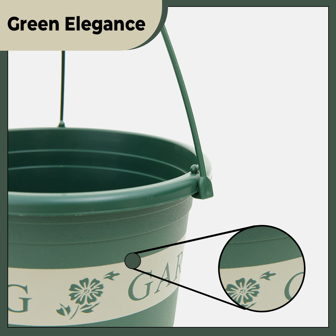 Kuber Industries Flower Pot|Hanging Pots For Plants Balcony Railing|Medium|Green