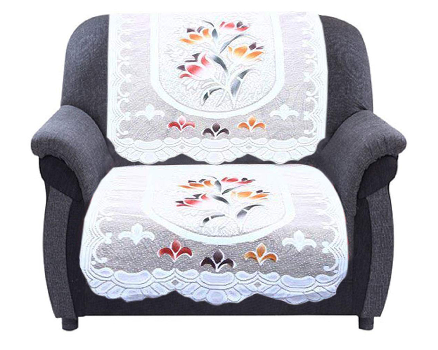 Kuber Industries Flower Print Cotton 6 Piece 5 Seater Slip Cover/Sofa Cover Set,Cream