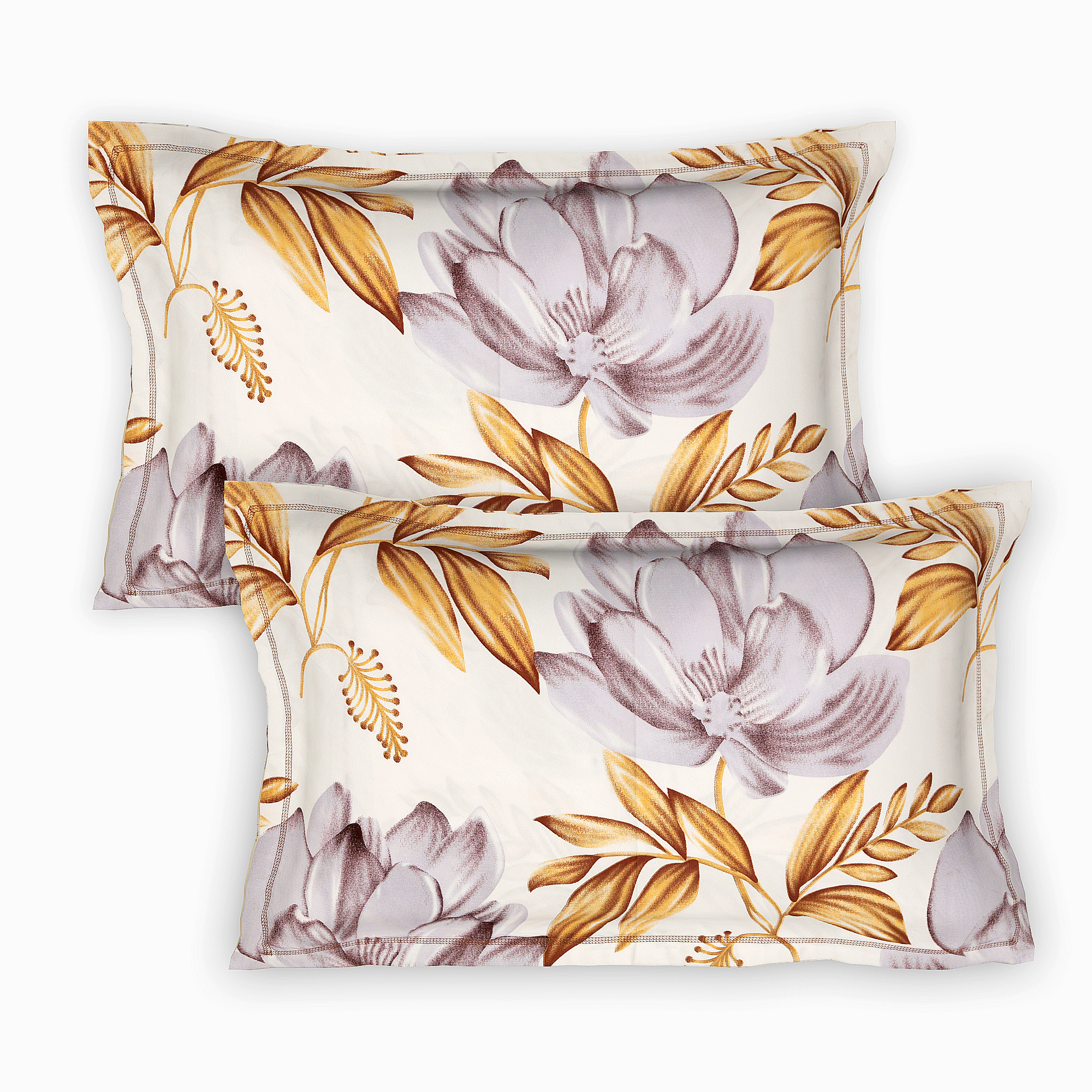 Kuber Industries Flower Print Glace Cotton 144 TC King Size Double Bedsheet with 2 Pillow Covers (White)