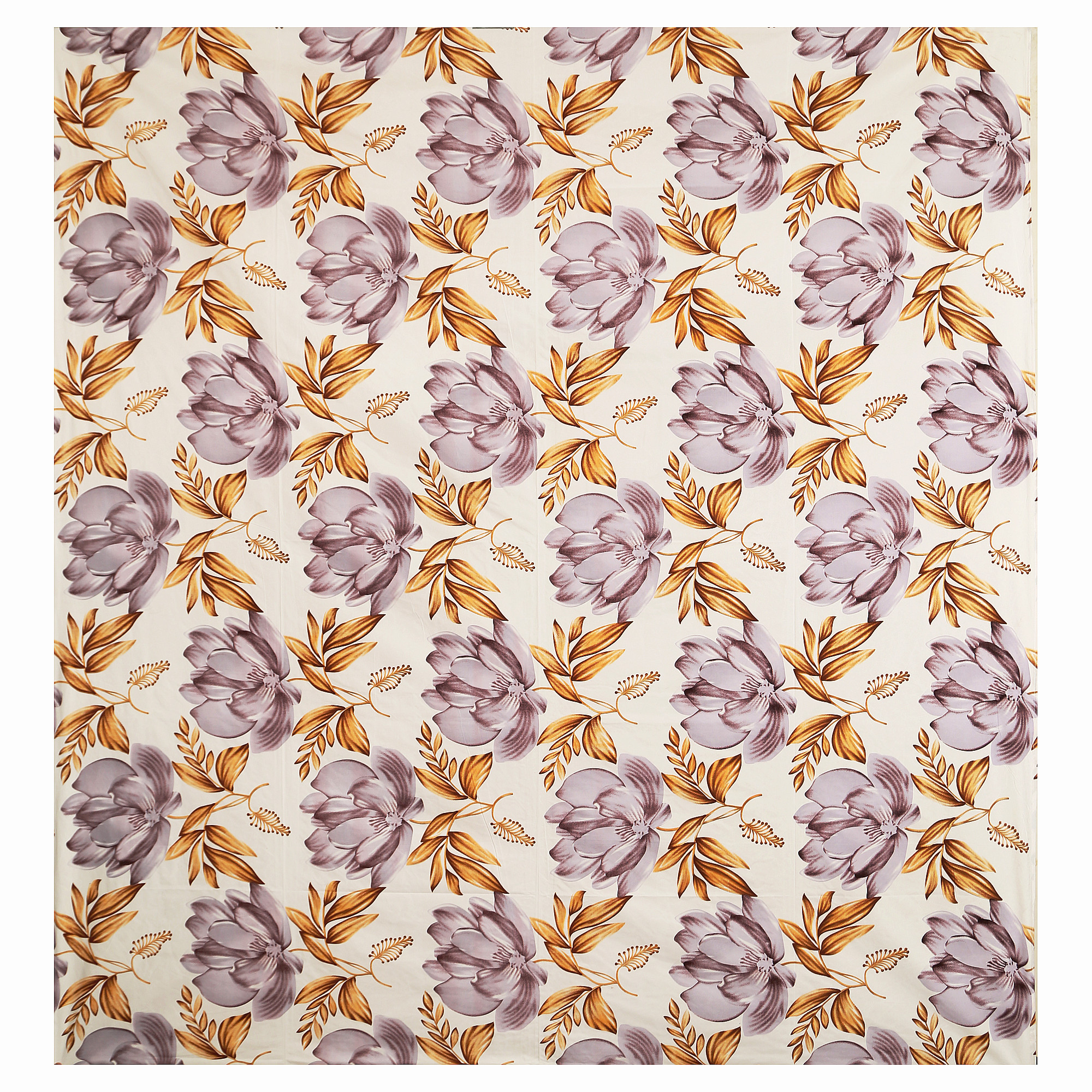 Kuber Industries Flower Print Glace Cotton 144 TC King Size Double Bedsheet with 2 Pillow Covers (White)