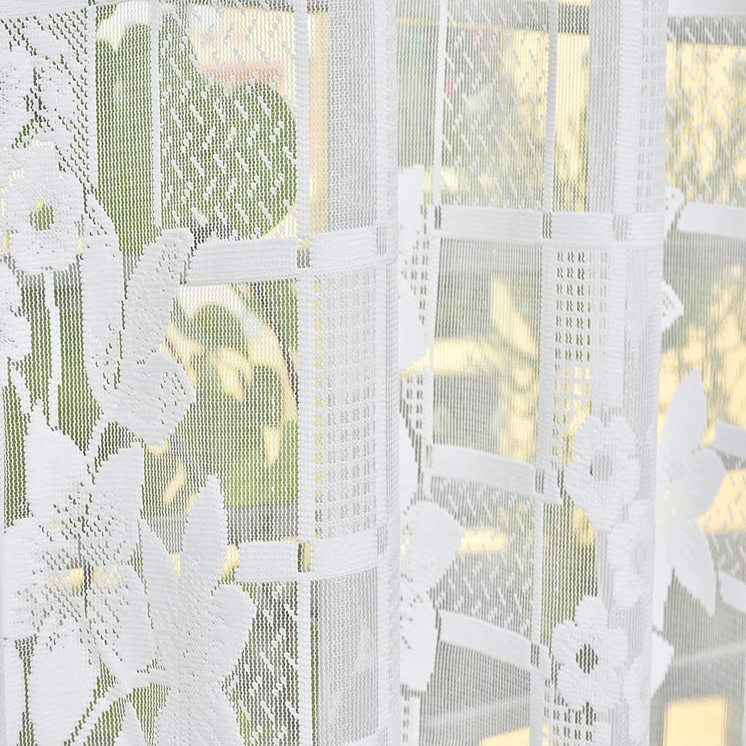 Kuber Industries Flower Print Home Décor Cotton Door Curtain With 8 Eyeletss, 7 Feet (White)