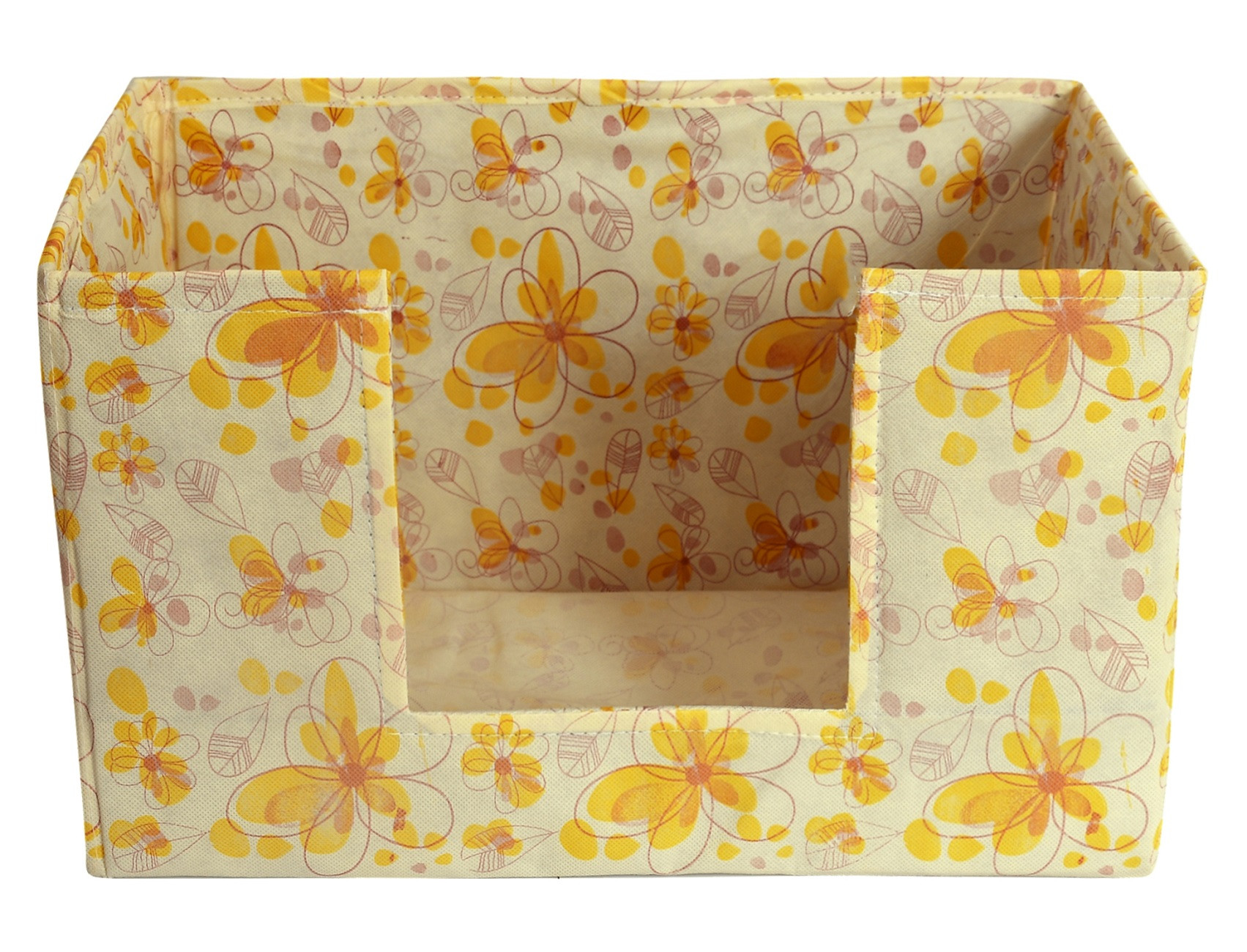 Kuber Industries Flower Print Non-Woven Shirt Stacker Closet Organizer - Shirts and Clothing Organizer With Handle (Ivory & Red)